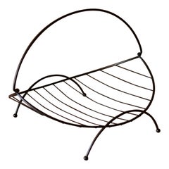 Mid-Century Modern Curved Wire Black Magazine Rack Holder