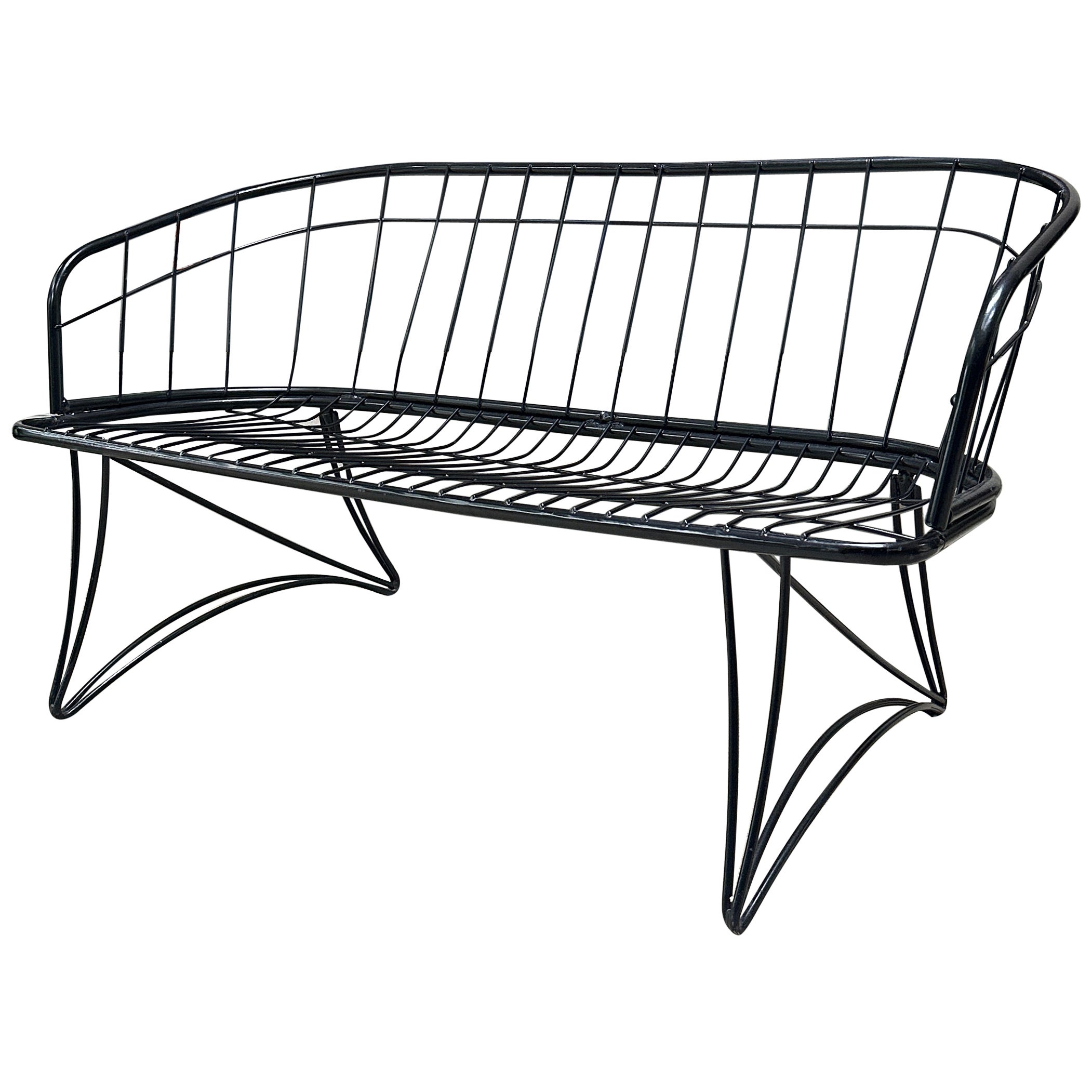 Mid Century Modern curved wrought iron 'Homecrest' outdoor settee