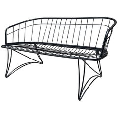 Mid Century Modern curved wrought iron 'Homecrest' outdoor settee
