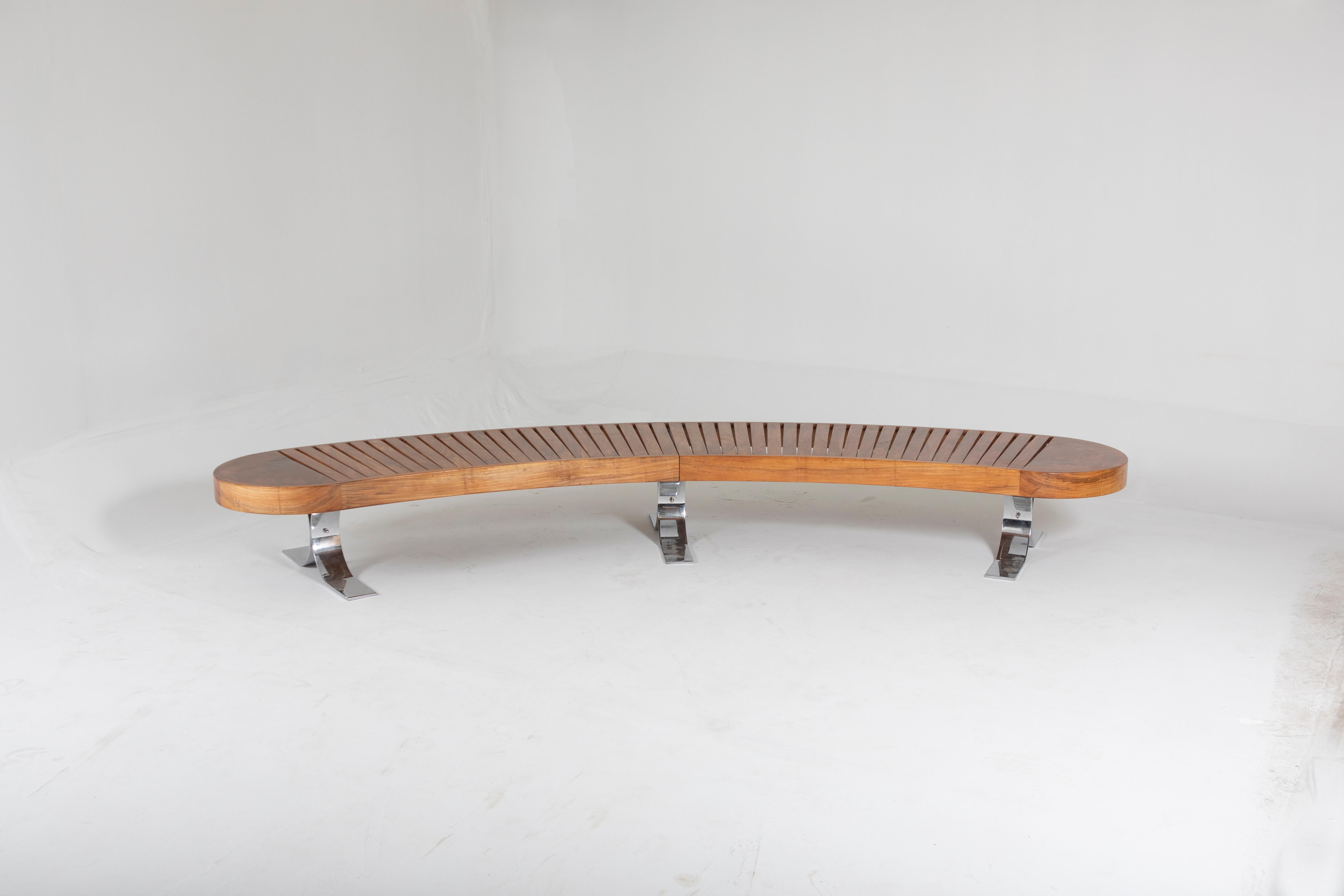 Brazilian Mid-Century Modern CurvedBench by Carlo Hauner & Martin Eisler for Forma, 1960s For Sale
