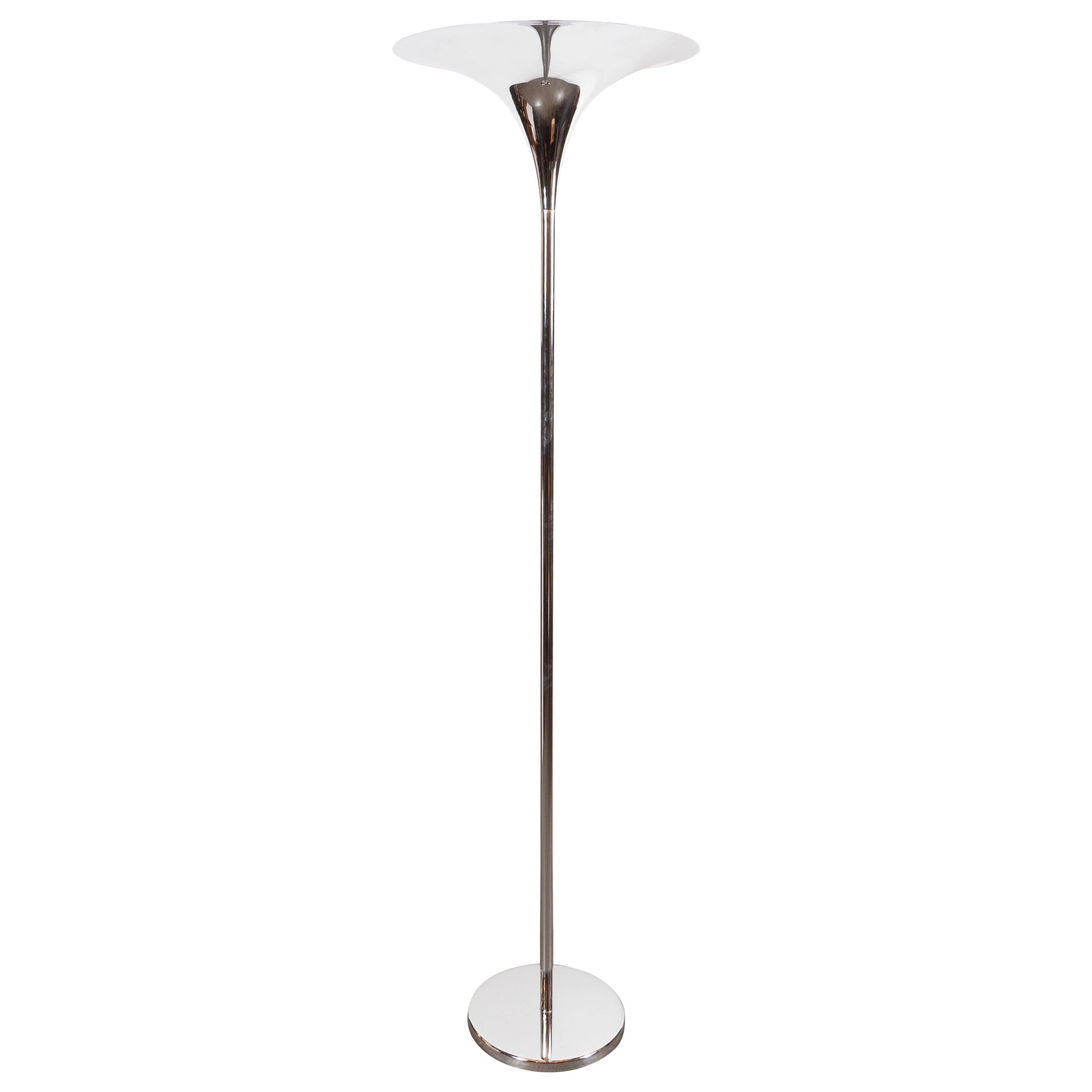Mid-Century Modern Curvilinear and Sculptural Tulip Lamp in Lustrous Chrome