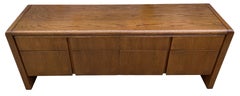 Mid Century Modern Custom American Waterfall Oak Credenza Cabinet 8 Drawer