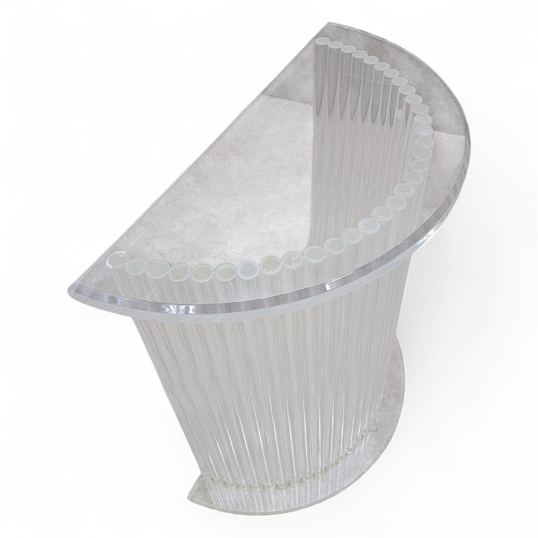 Mid-Century Modern Mid Century Modern Custom Lucite Cylinder Demilune Pedestal/Console For Sale