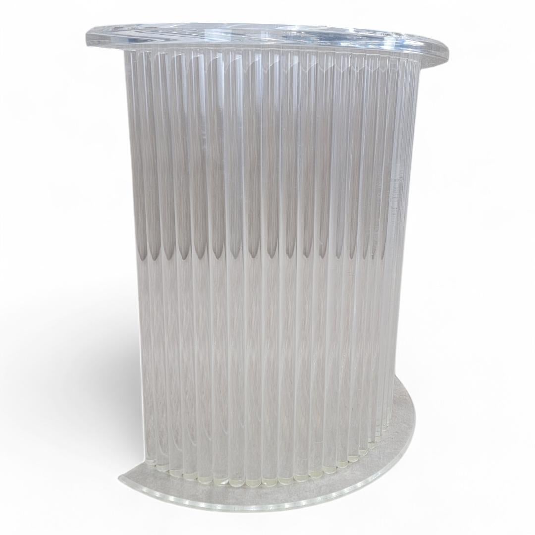 Unknown Mid Century Modern Custom Lucite Cylinder Demilune Pedestal/Console For Sale