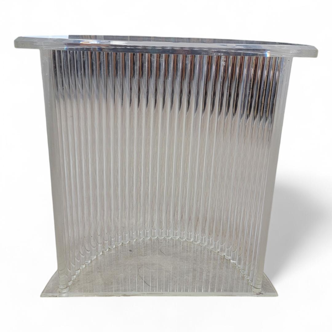 Mid Century Modern Custom Lucite Cylinder Demilune Pedestal/Console In Good Condition For Sale In Chicago, IL