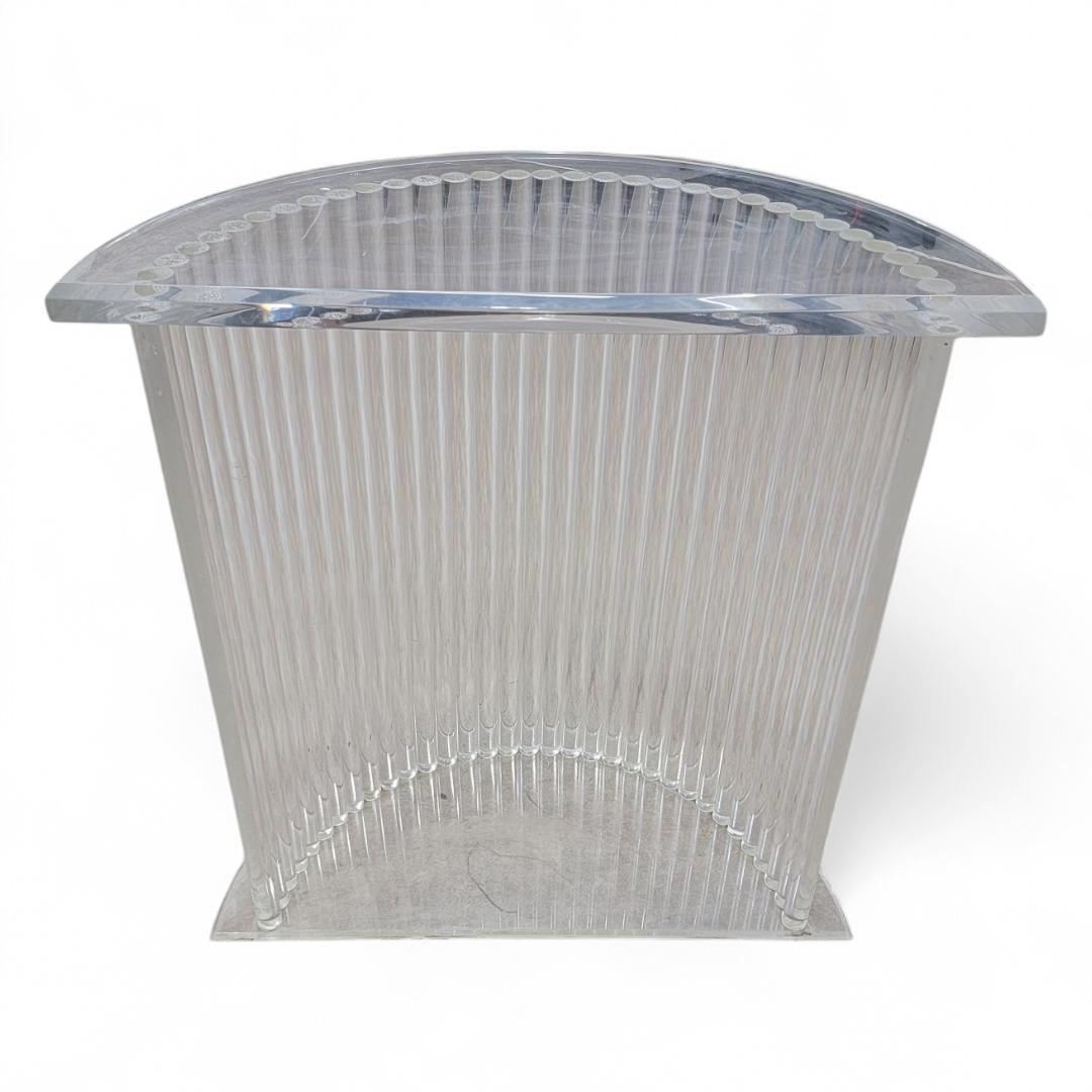 Mid Century Modern Custom Lucite Cylinder Demilune Pedestal/Console For Sale 2