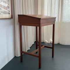 Mid-Century Modern Custom-Made Walnut Standing Flip Top Desk