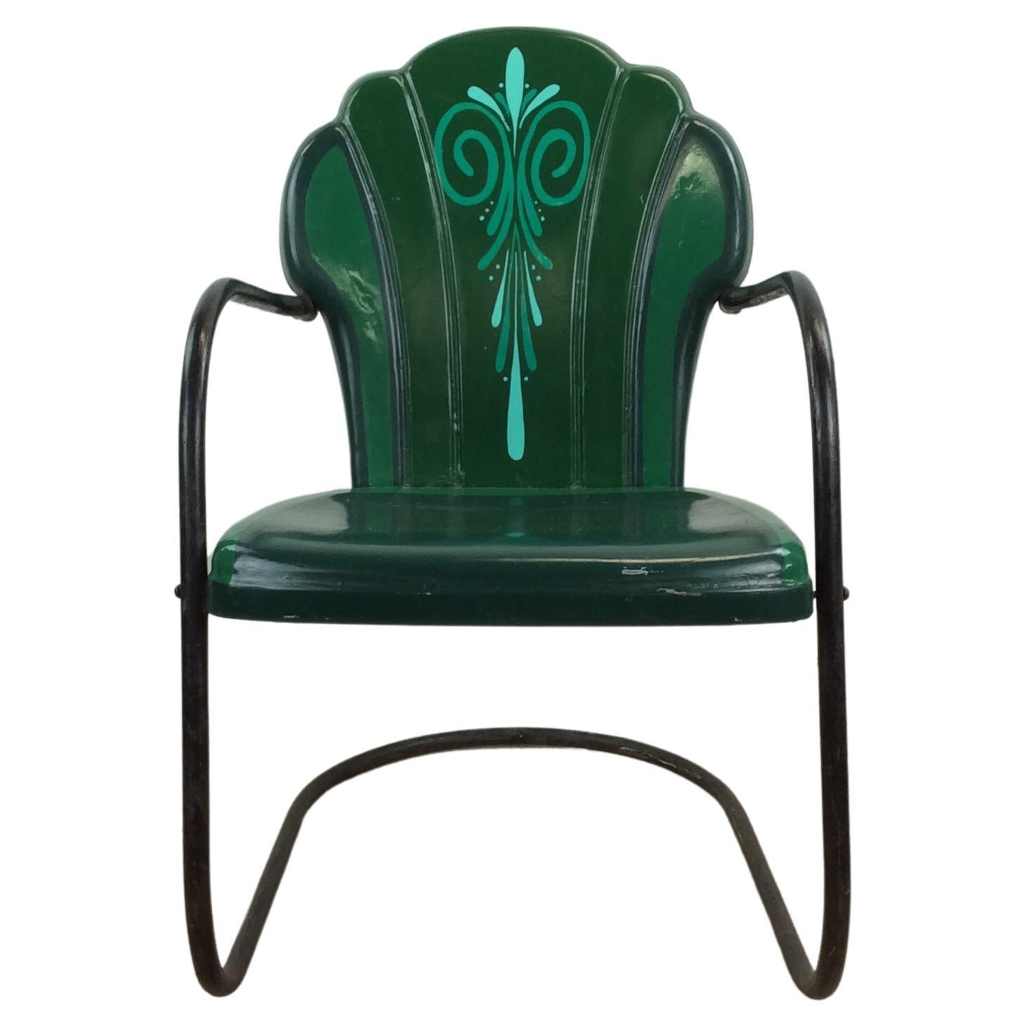 Chaise d'extérieur peinte sur mesure du milieu du siècle dernier avec base en porte-à-faux en vente