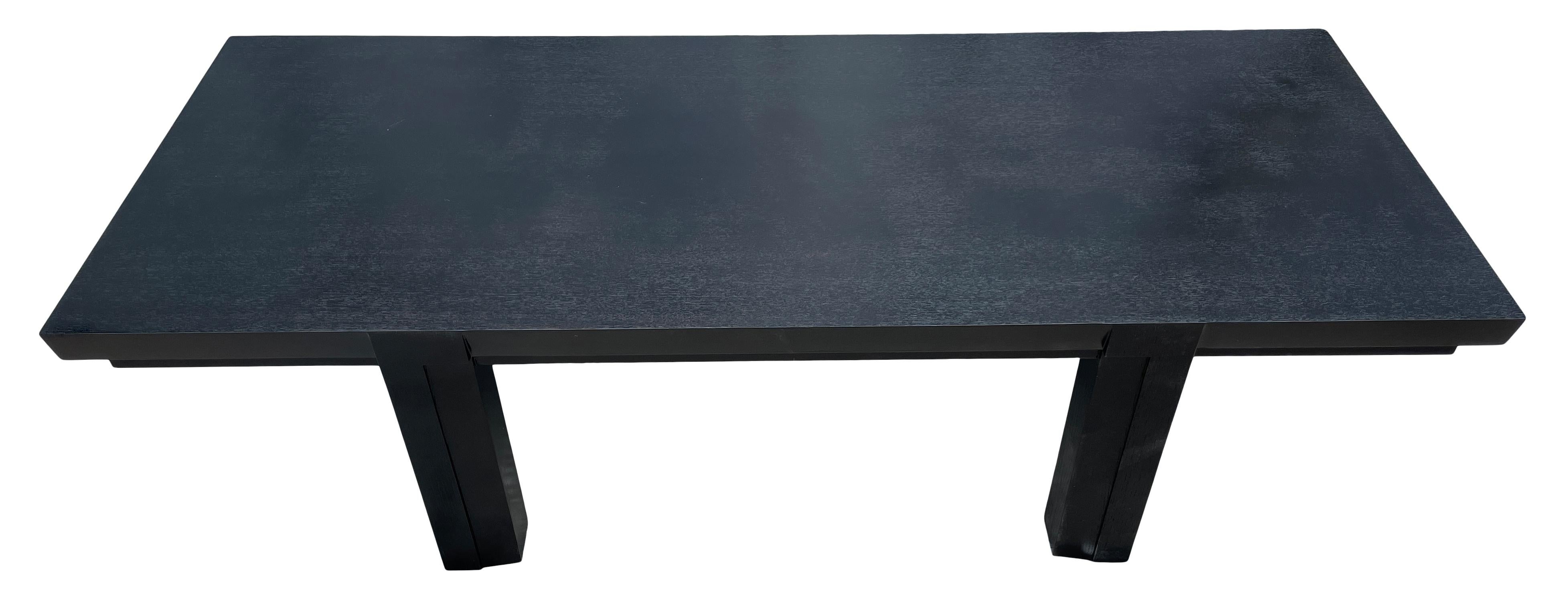 Mid-Century Modern custom solid birch coffee table bench black lacquer. Very Heavy solid wood Coffee table or bench. All Black Custom Made. Located in Brooklyn NYC.