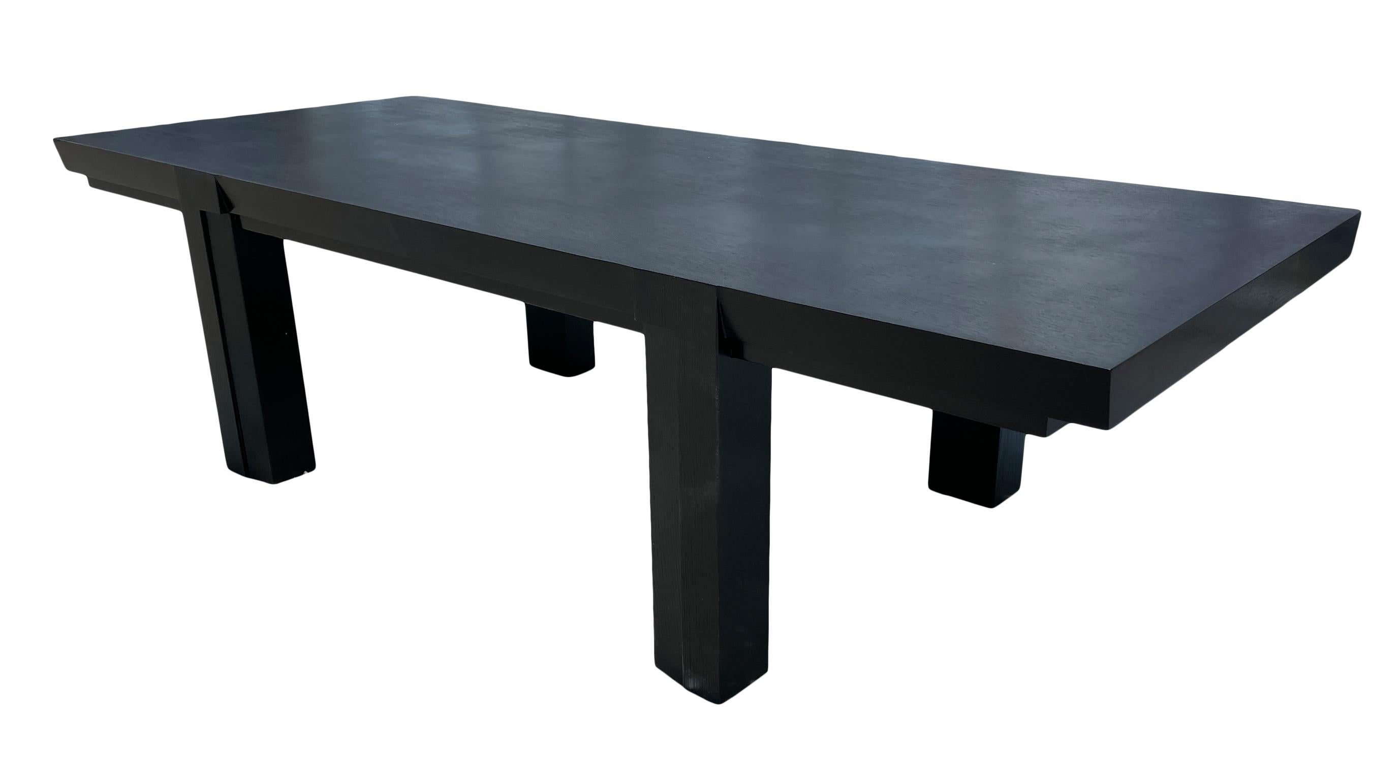 American Mid-Century Modern Custom Solid Birch Coffee Table Bench Black Lacquer For Sale