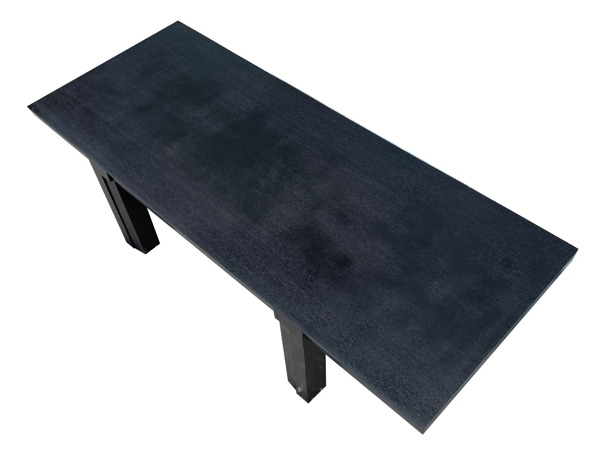 Woodwork Mid-Century Modern Custom Solid Birch Coffee Table Bench Black Lacquer For Sale