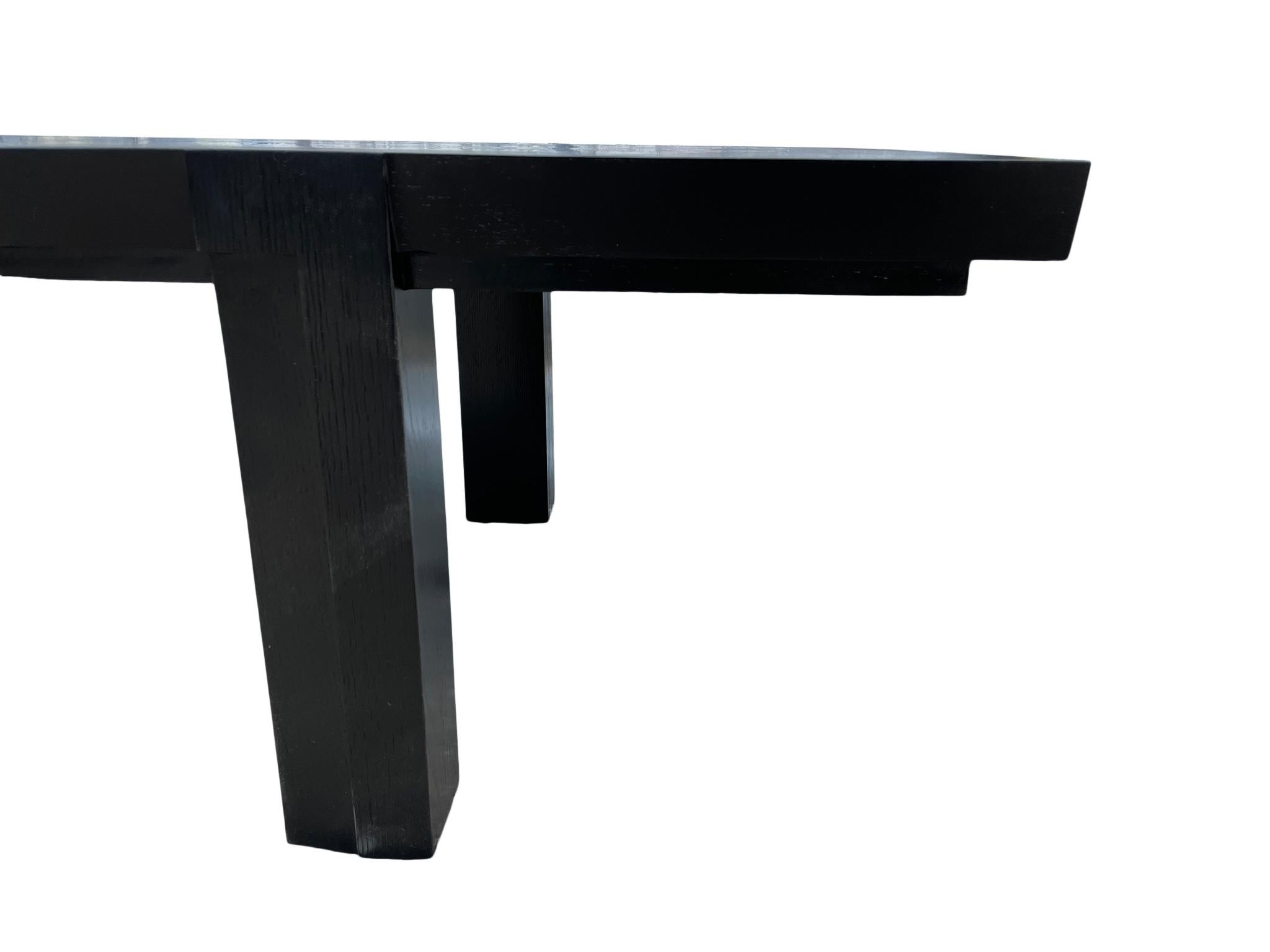 Mid-Century Modern Custom Solid Birch Coffee Table Bench Black Lacquer In Good Condition For Sale In BROOKLYN, NY