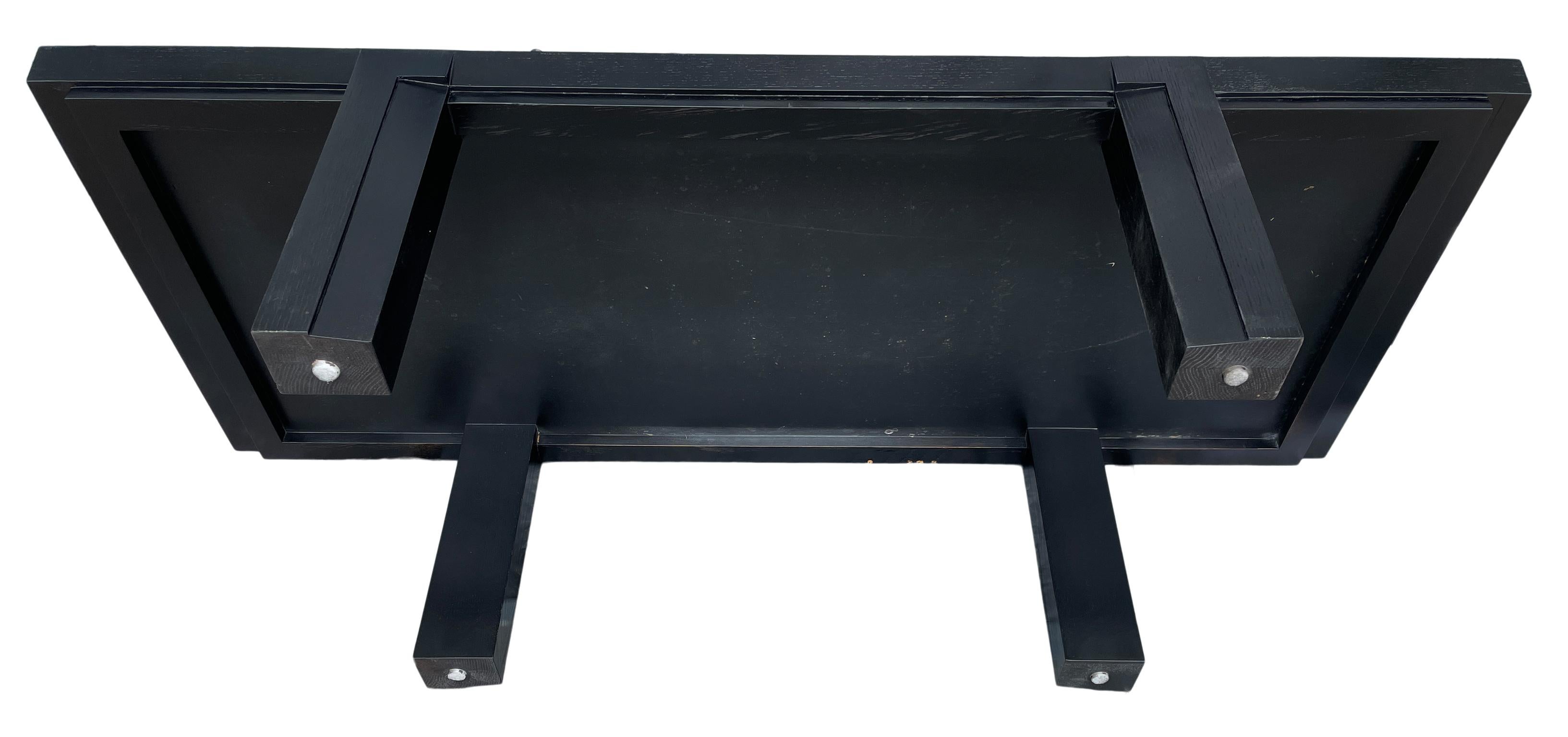 Mid-Century Modern Custom Solid Birch Coffee Table Bench Black Lacquer For Sale 1