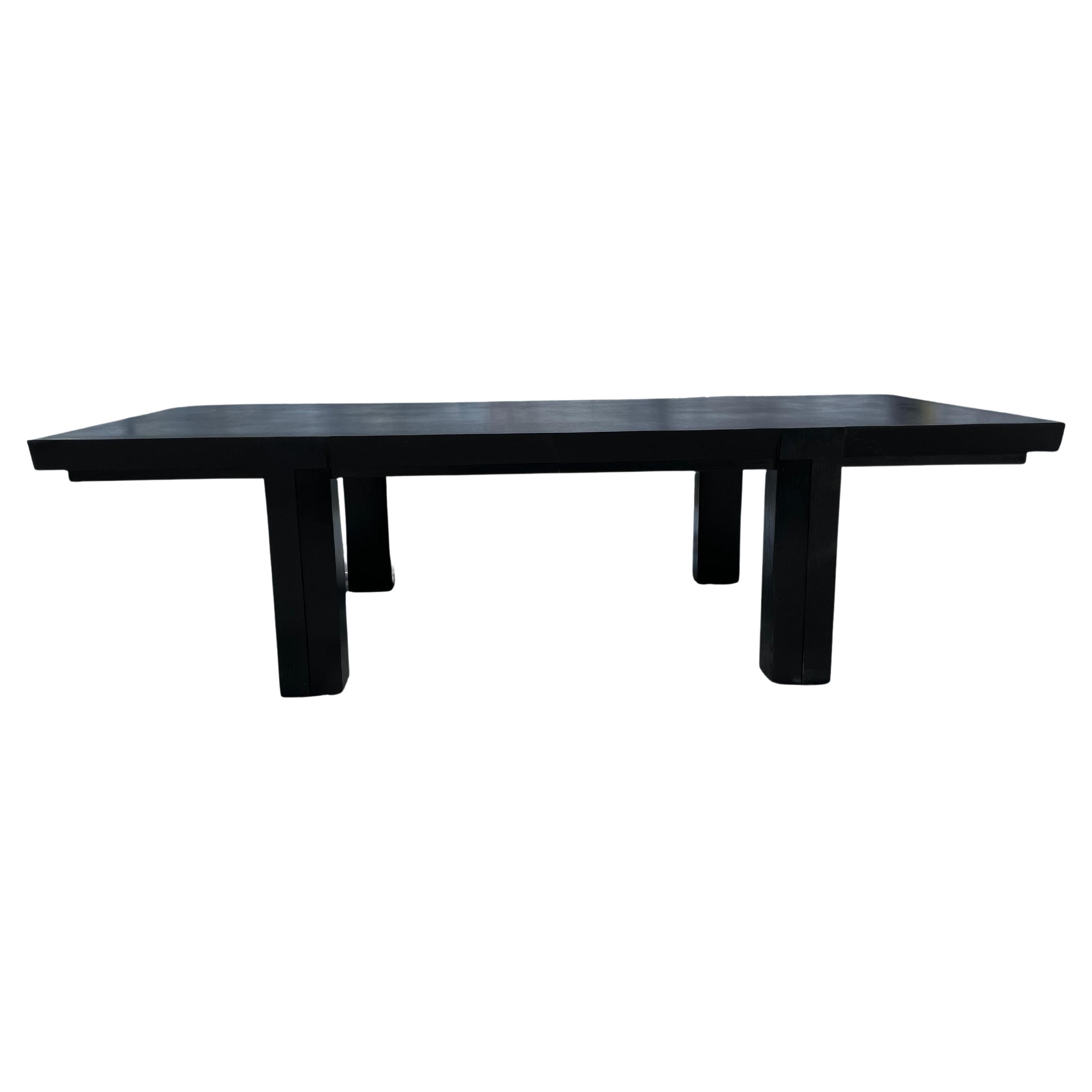 Maßgefertigte Couchtischbank aus massiver Birke, schwarzer Lack, Mid-Century Modern