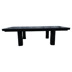 Mid-Century Modern Custom Solid Birch Coffee Table Bench Black Lacquer