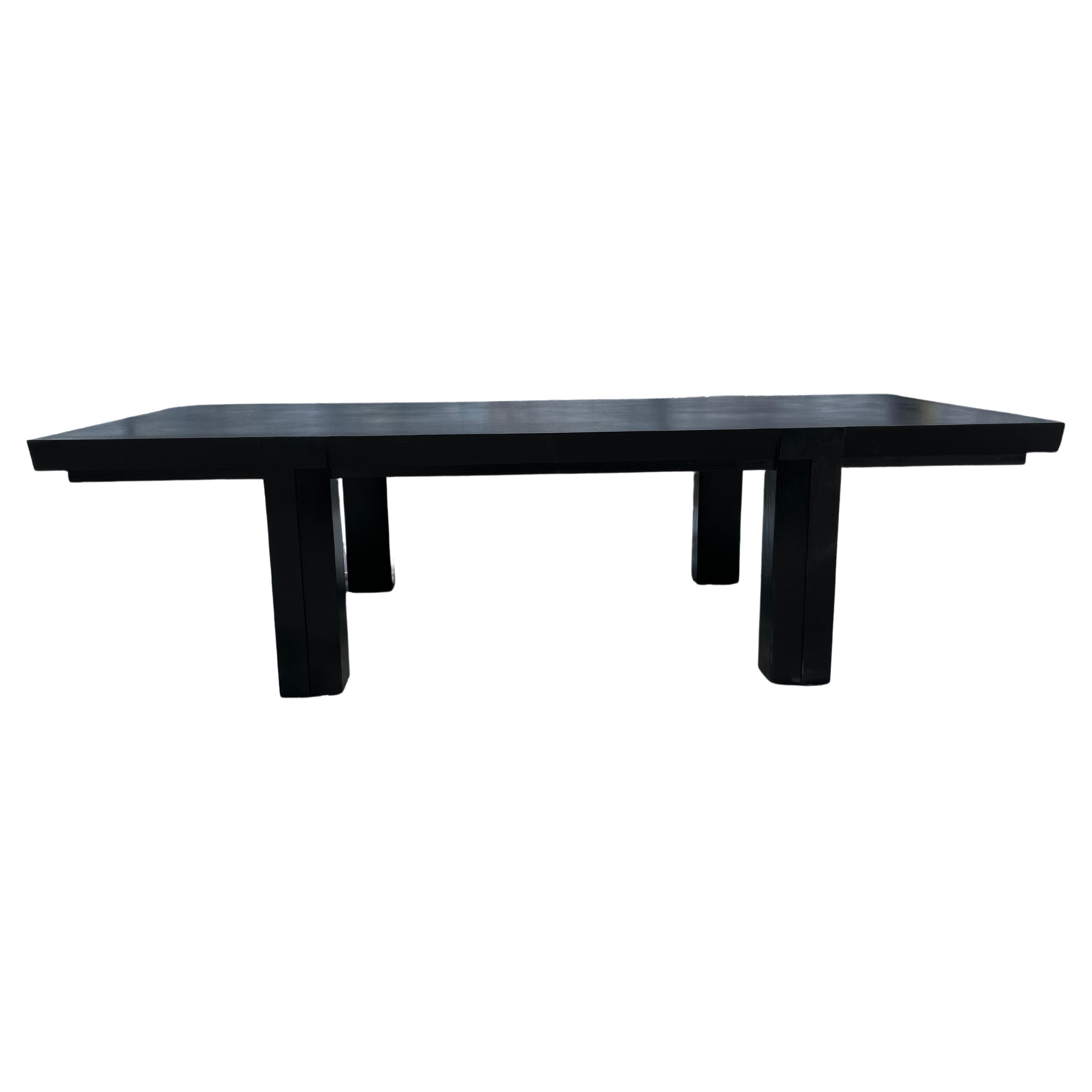Mid-Century Modern Custom Solid Birch Coffee Table Bench Black Lacquer For Sale