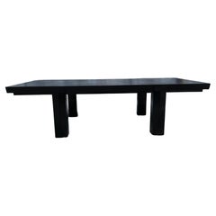 Banc de table basse en bouleau massif laqué noir, moderne du milieu du siècle dernier, fait sur mesure