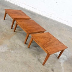 Mid-Century Modern Custom Stackable Square Solid Rosewood Tables, Set of Three