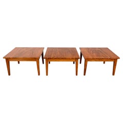Retro Mid-Century Modern Custom Stackable Square Solid Rosewood Tables, Set of Three