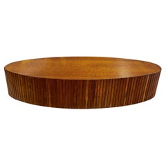 Mid-century Modern Custom Tambour Coffee Table with Glass Top