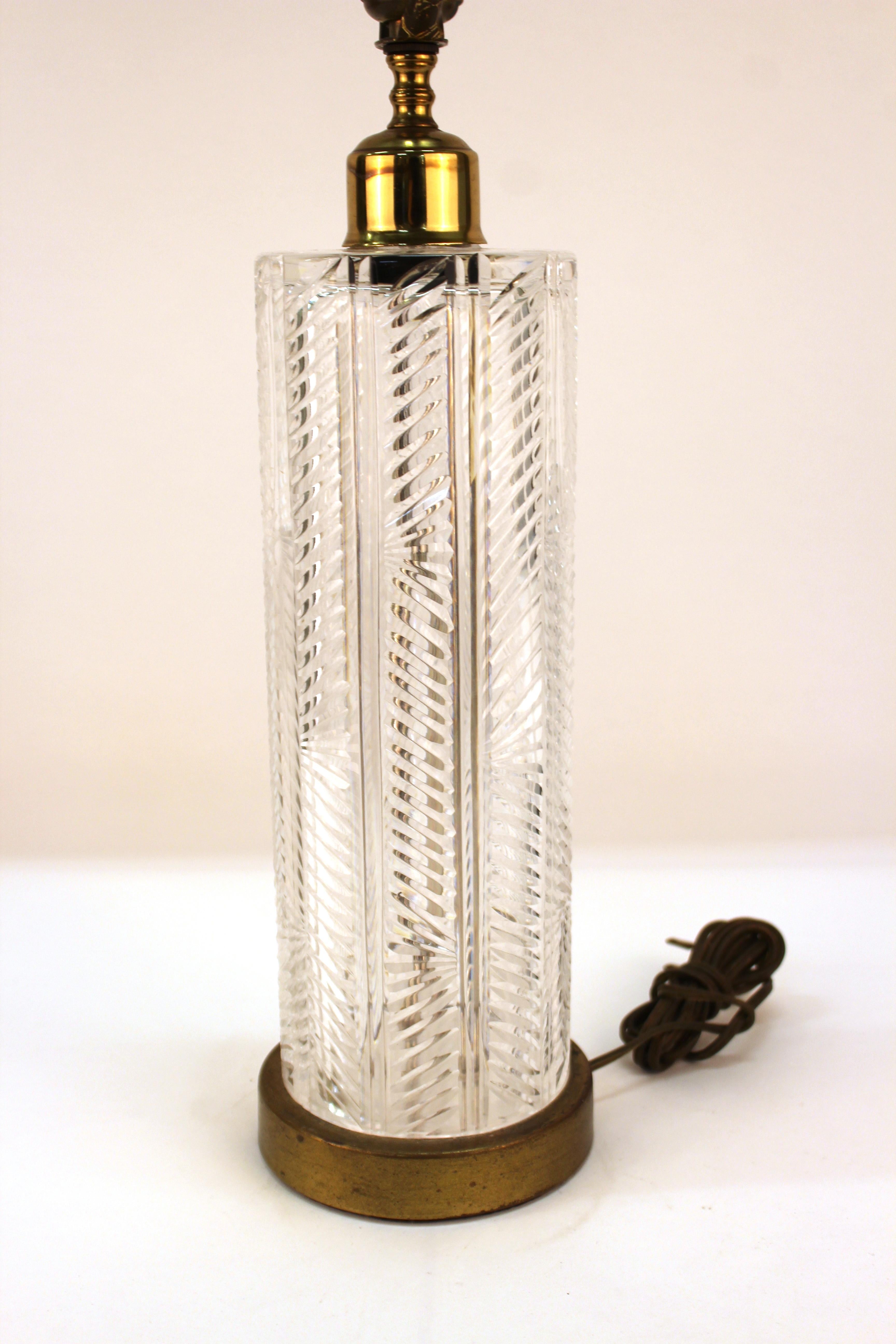 Mid-Century Modern Cut Crystal Table Lamp For Sale 3