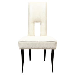 Mid-Century Modern Cut Out Chair w/ Ebonized Saber Legs in Holly Hunt Fabric