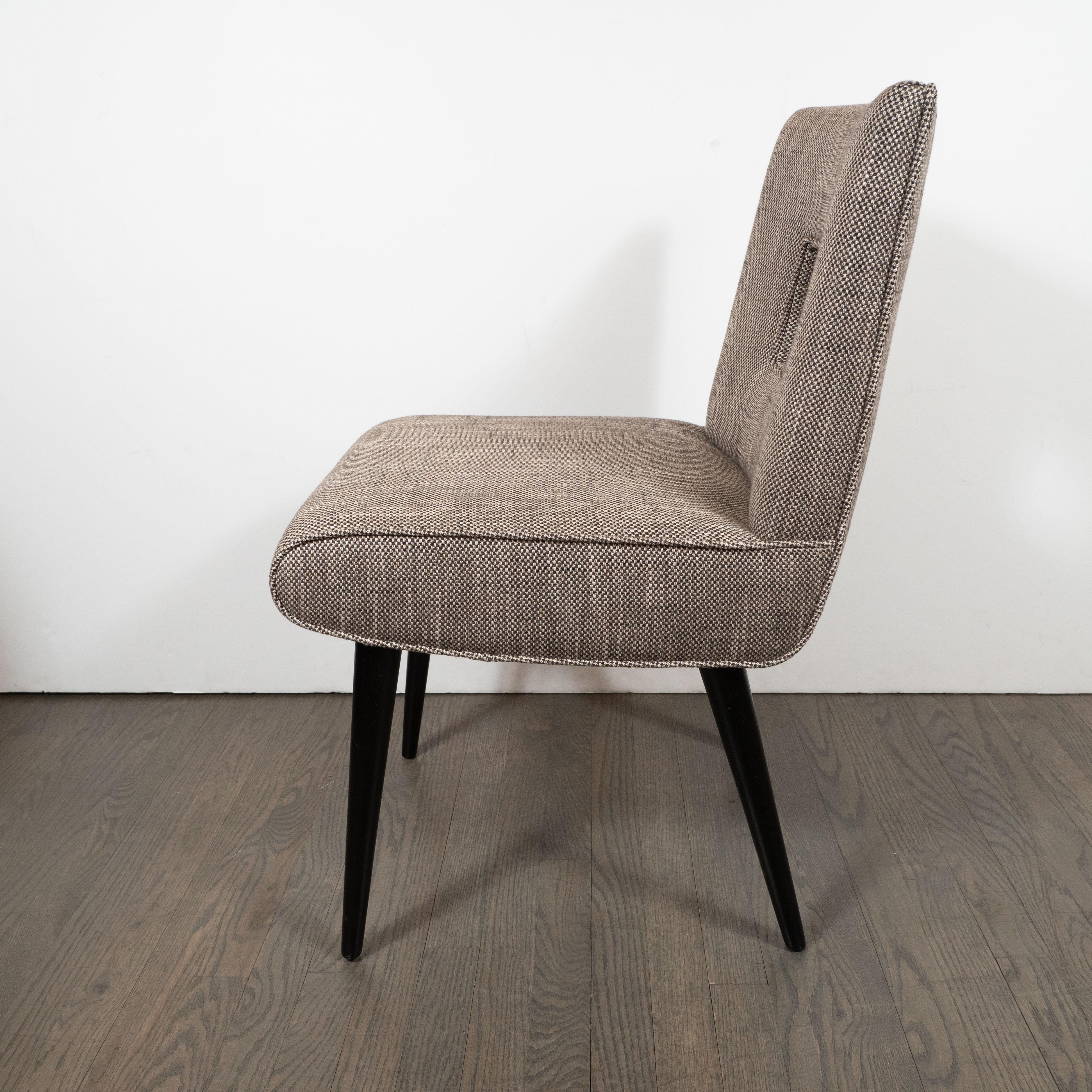 Mid-20th Century Mid-Century Modern Cutout Desk/Side Chair in Ebonized Walnut & Holly Hunt Fabric