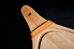 Carved Wooden Cutting Board with Leather Strap by Werkstätte Carl Auböck 1960s