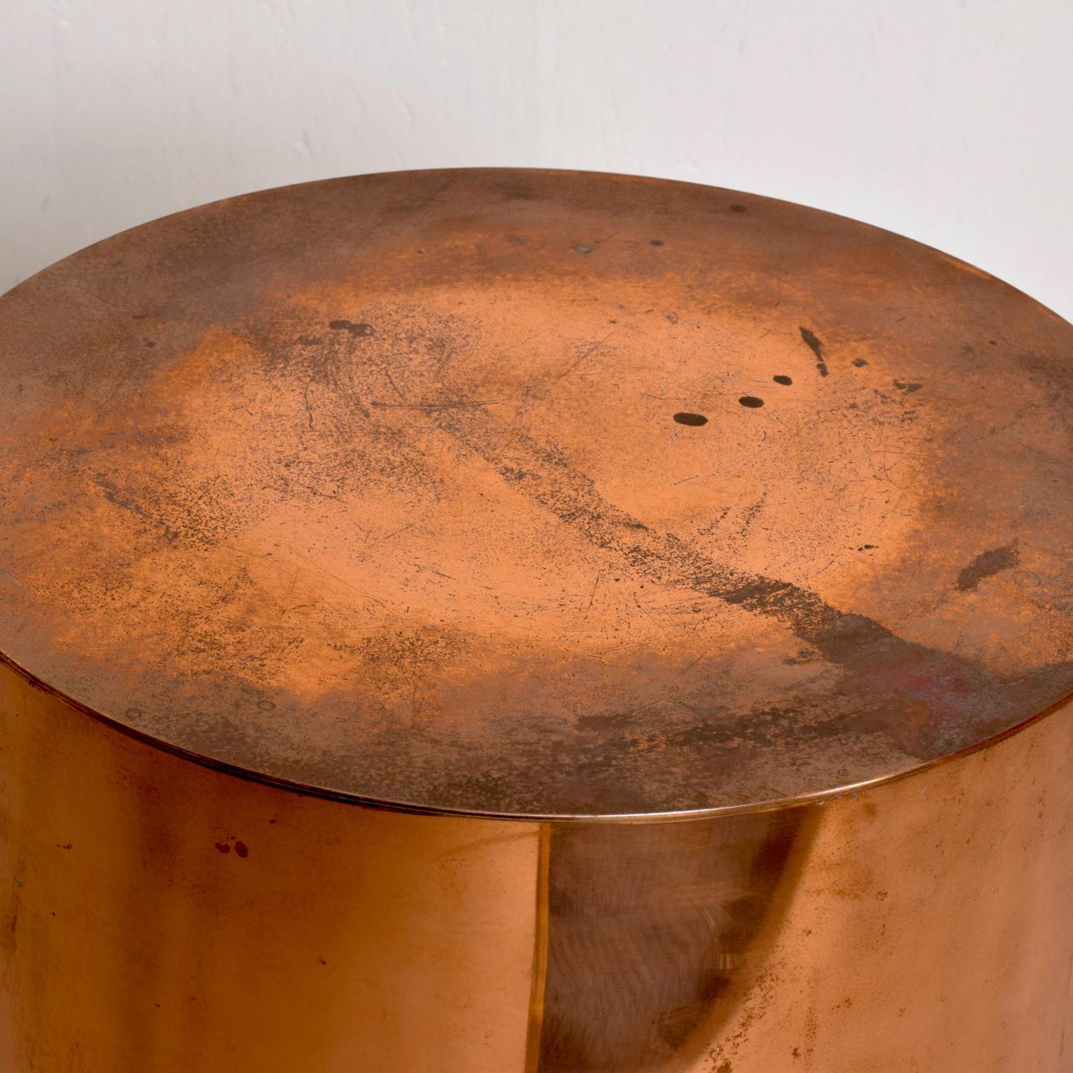 Mid Century Modern Cylinder Drum Side Table in Copper, after Karl