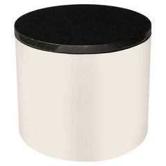 Mid-Century Modern Cylindrical Drum Form Chrome and Granite Occasional Table