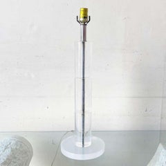Retro Mid Century Modern Cylindrical Lucite Table Lamp
