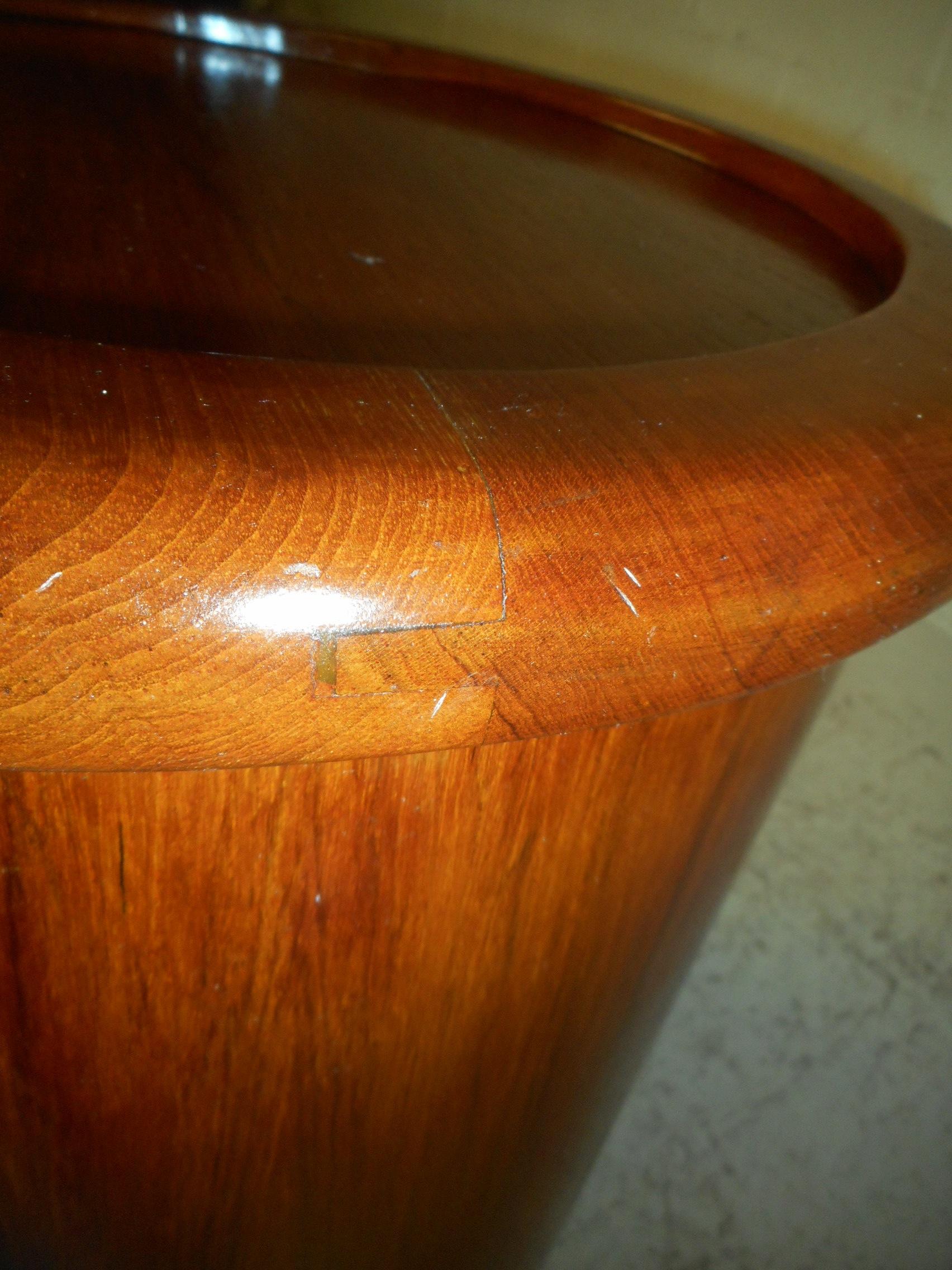 Walnut Mid-Century Modern Cylindrical Side Table or Pedestal