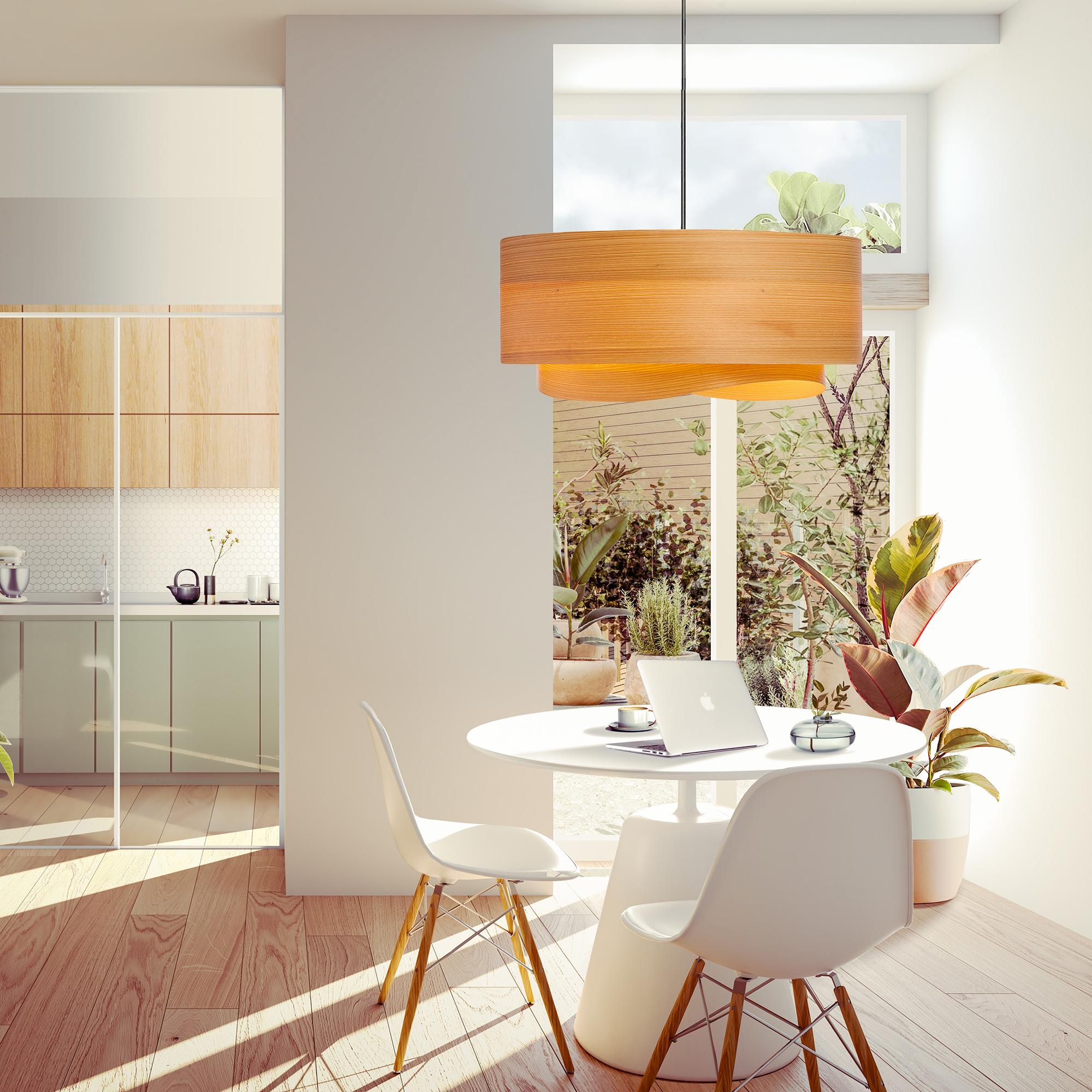 Cette lampe suspendue en édition limitée fait entrer la beauté naturelle du placage de cyprès dans votre maison, avec des motifs de grain de bois uniques et des tons chauds et riches. Inspirée du design moderne danois, sa silhouette minimaliste crée