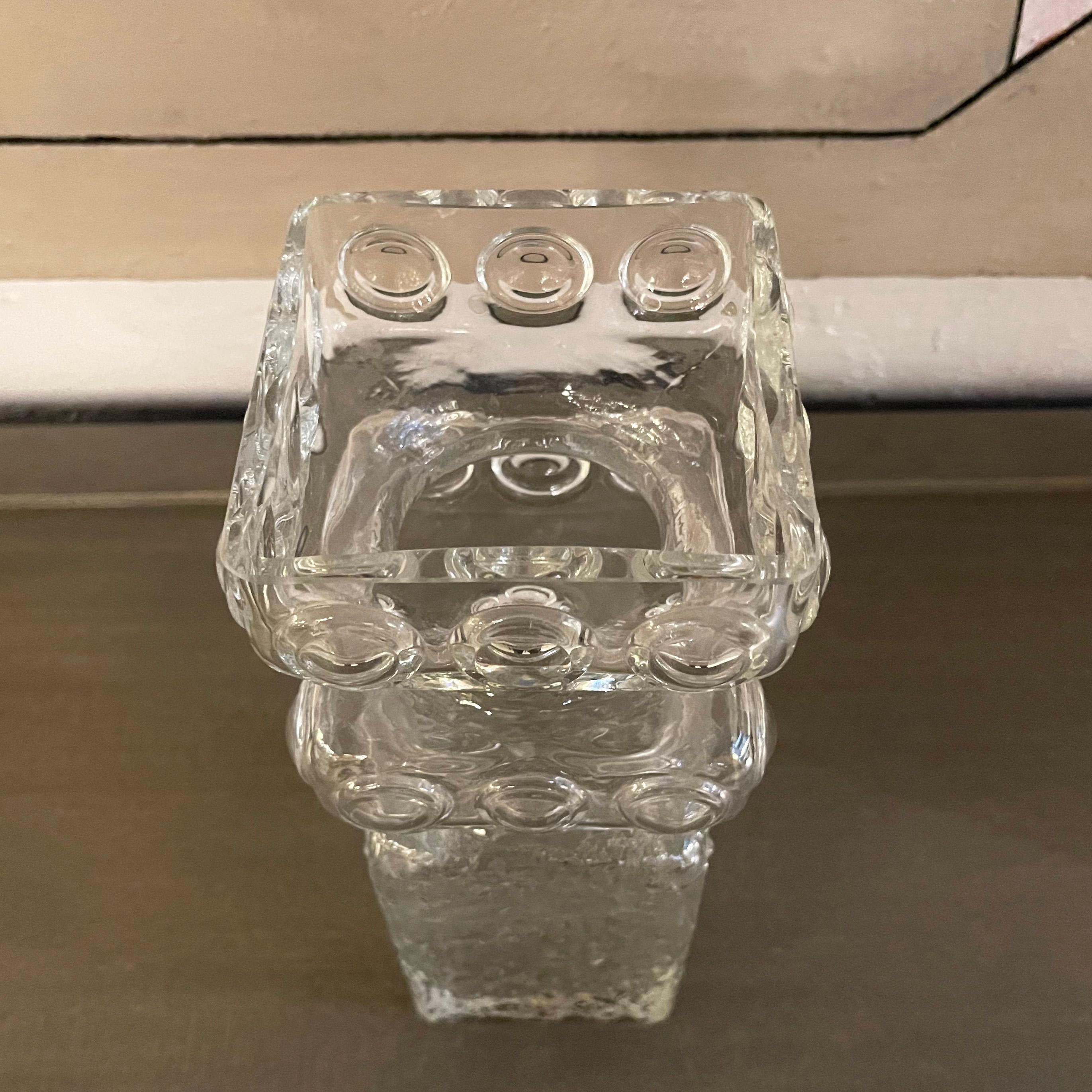 Pressed Mid-Century Modern Czech Art Glass Vase by Jan Gabrhel for Sklo Union For Sale