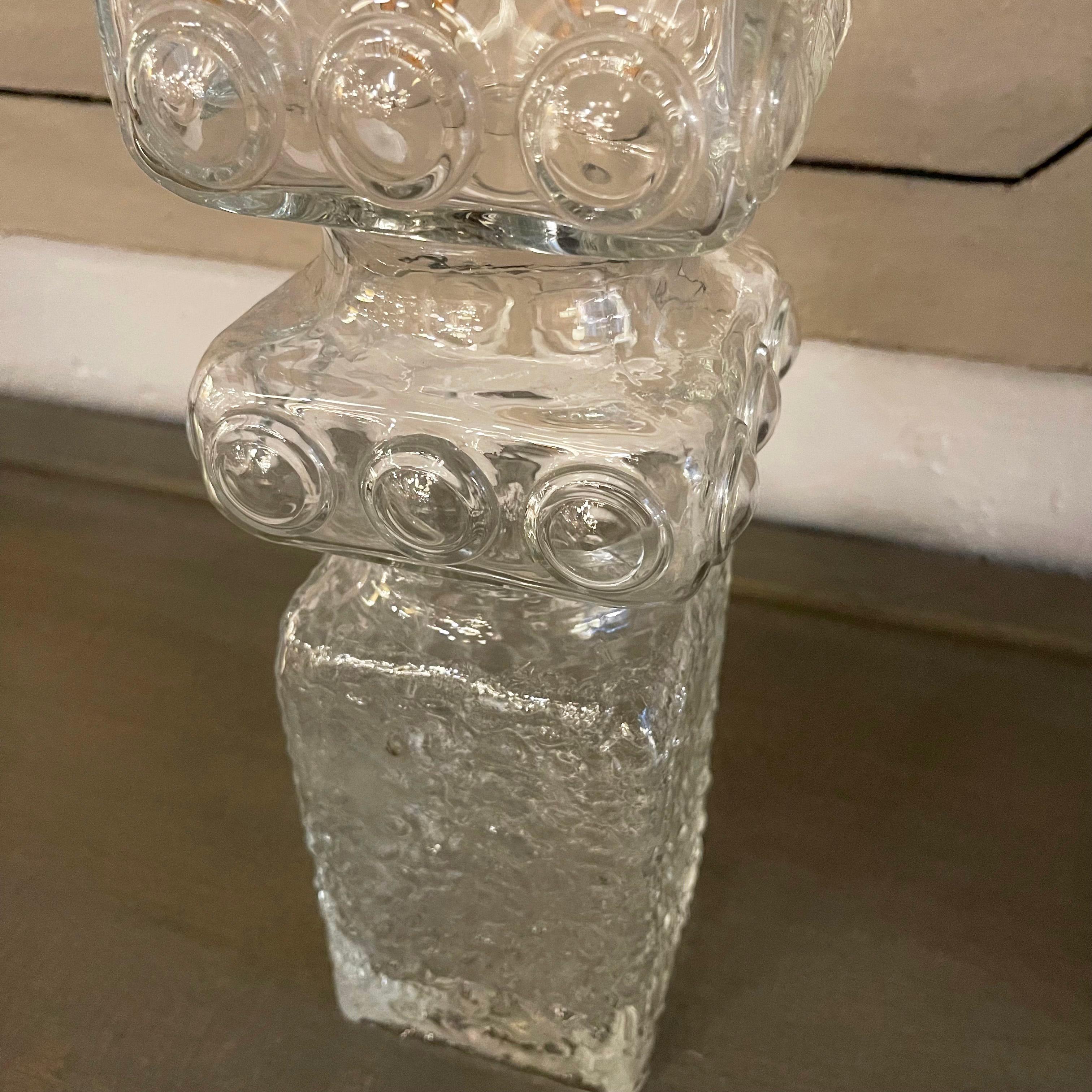Pressed Mid-Century Modern Czech Art Glass Vase by Jan Gabrhel for Sklo Union For Sale