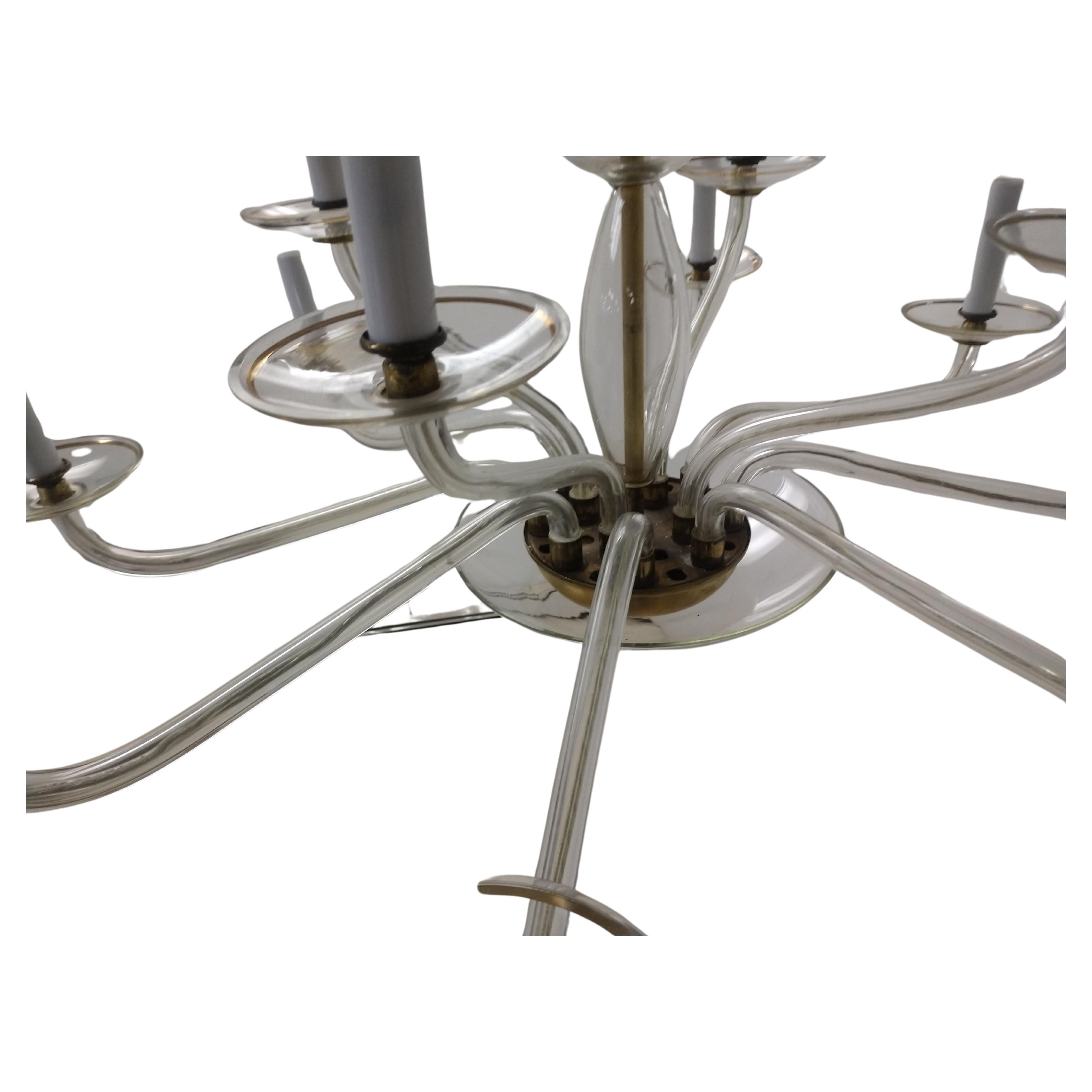 Mid-20th Century Mid-Century Modern Czech Bohemian 12-Arm Fine Chandelier For Sale