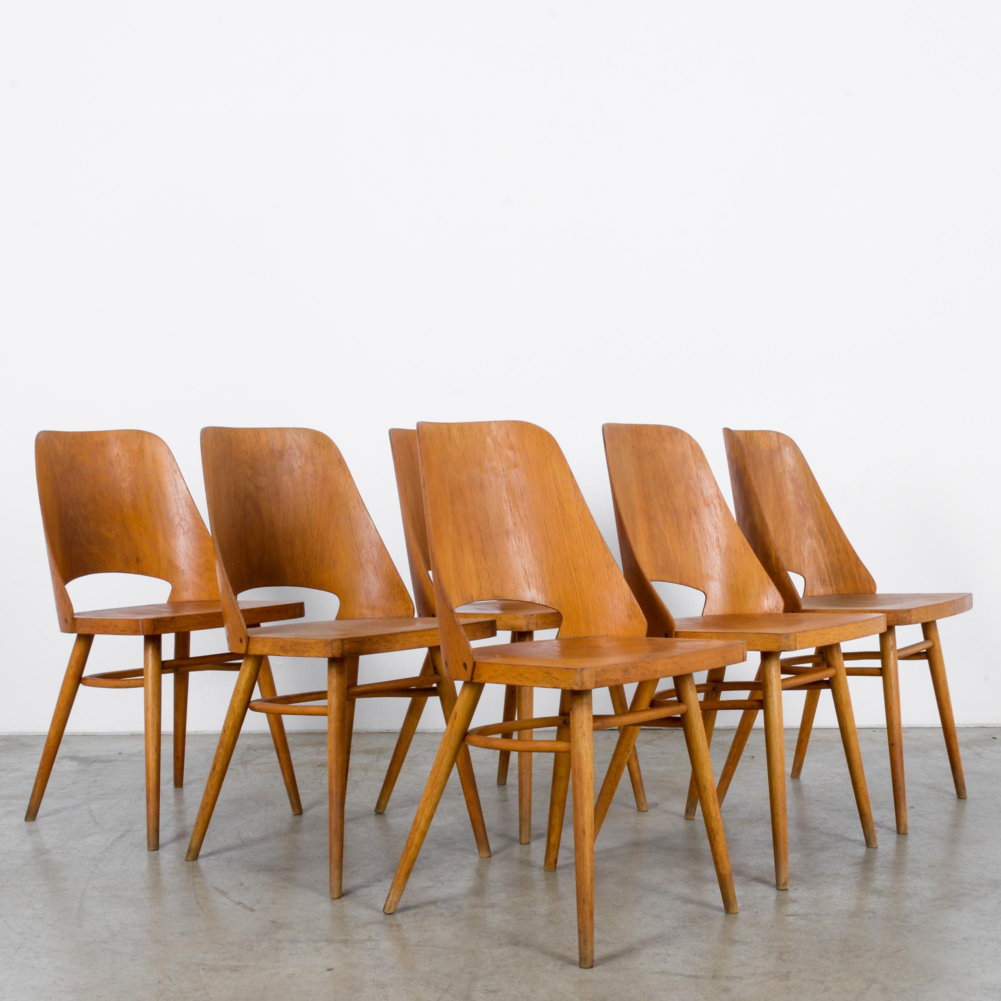 Mid-Century Modern Czech Dining Chairs, Set of Six In Good Condition In High Point, NC