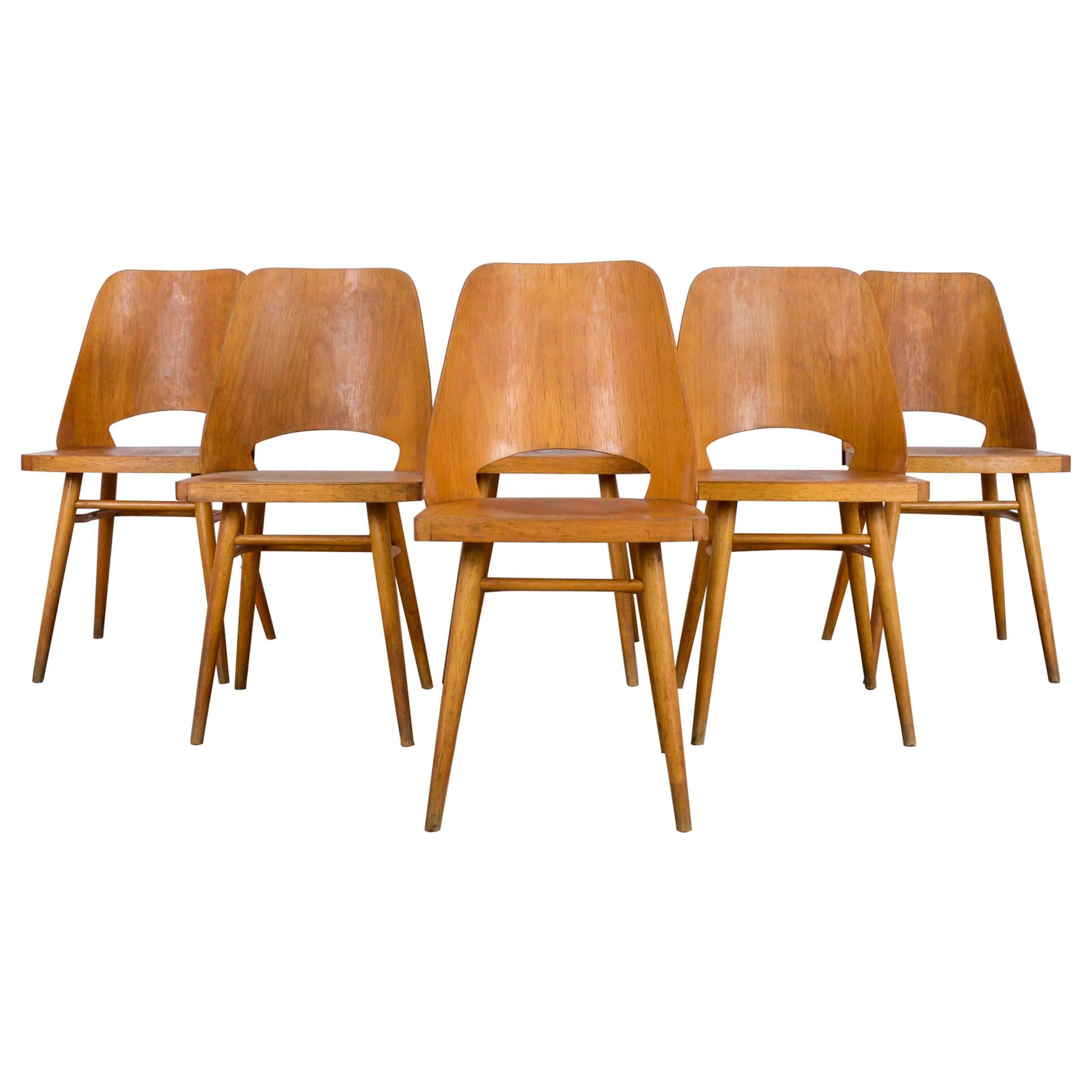 Mid-Century Modern Czech Dining Chairs, Set of Six