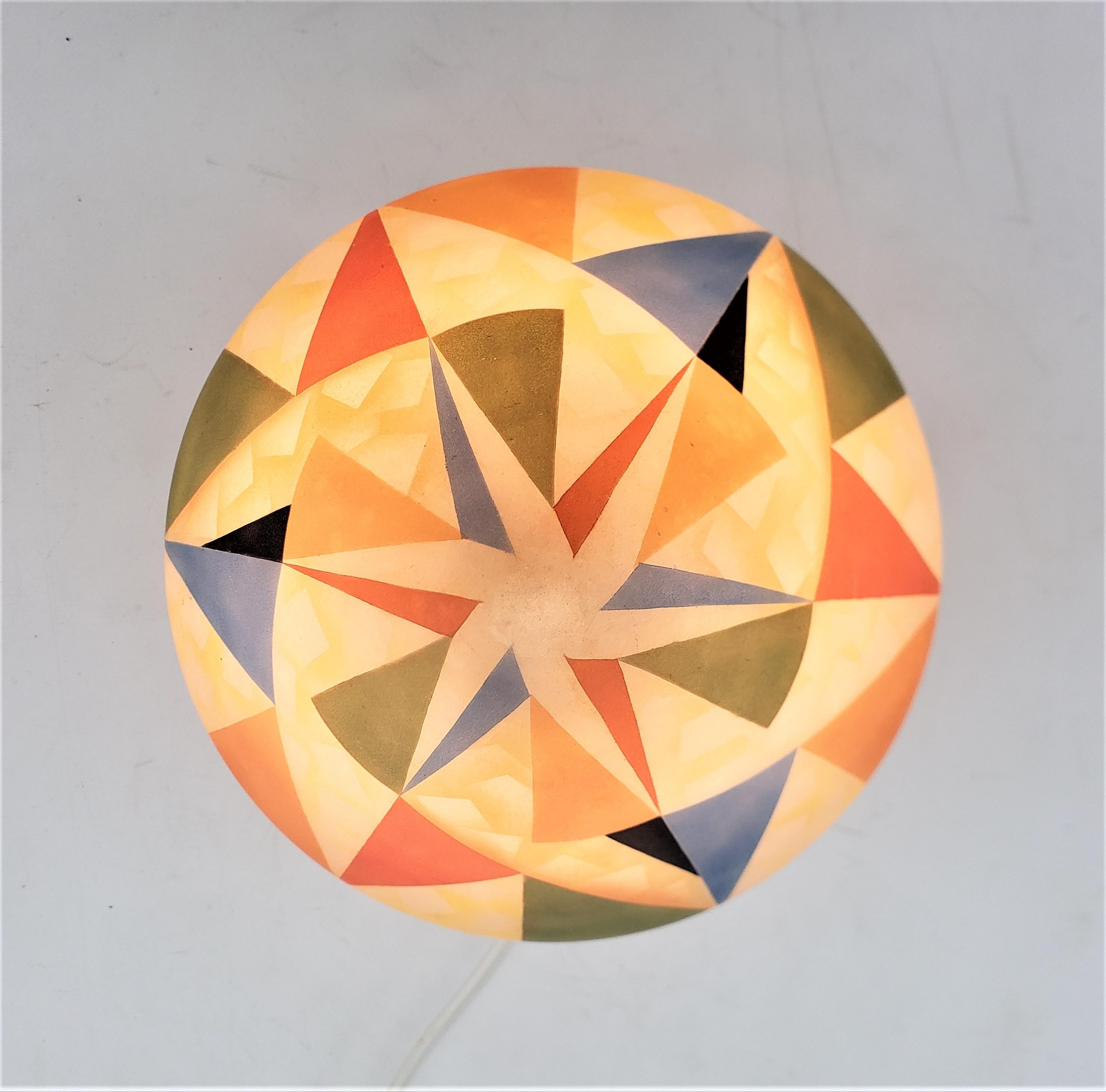 Mid-Century Modern Czech Glass Table or Accent Lamp with Geometric Decoration 9