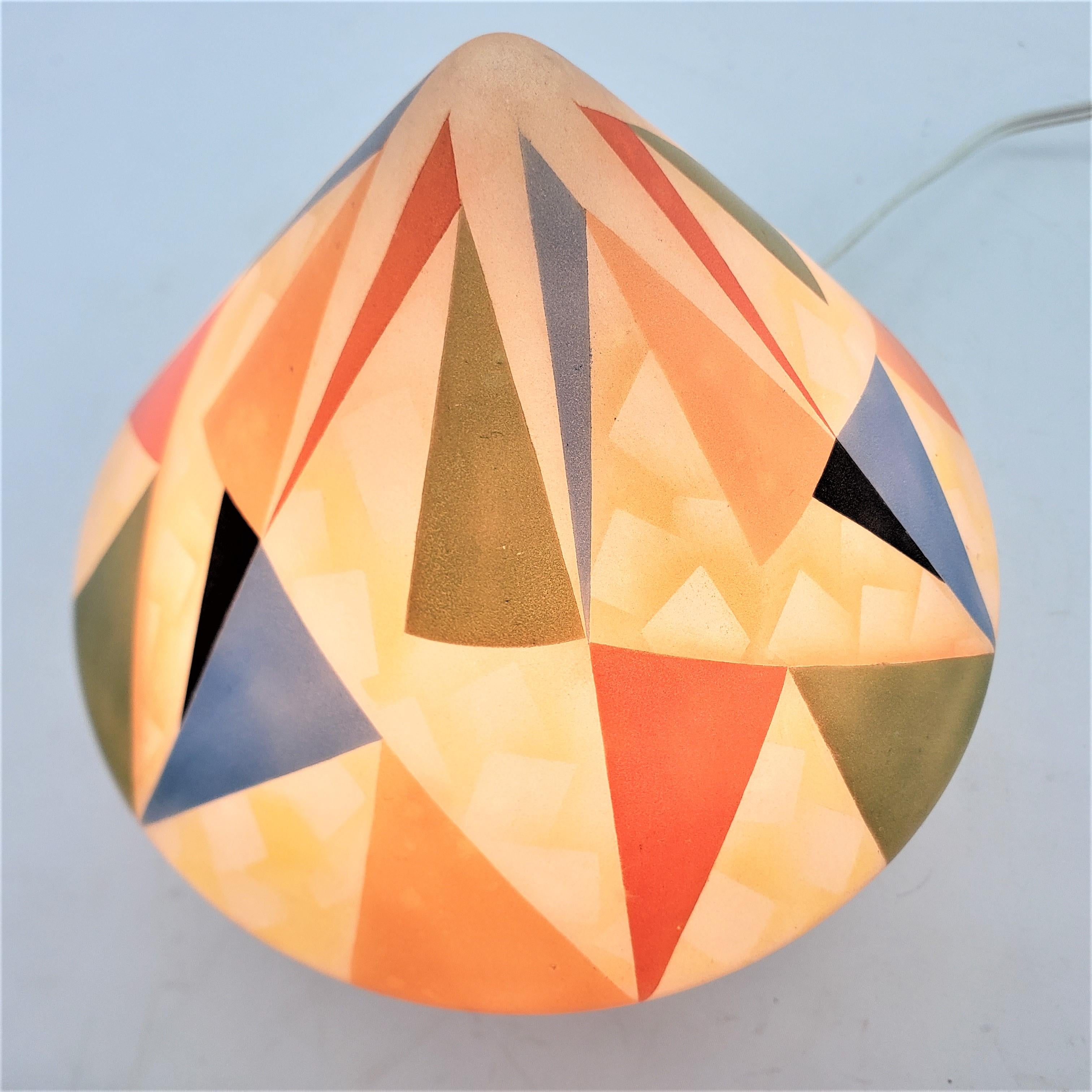 Mid-Century Modern Czech Glass Table or Accent Lamp with Geometric Decoration 10