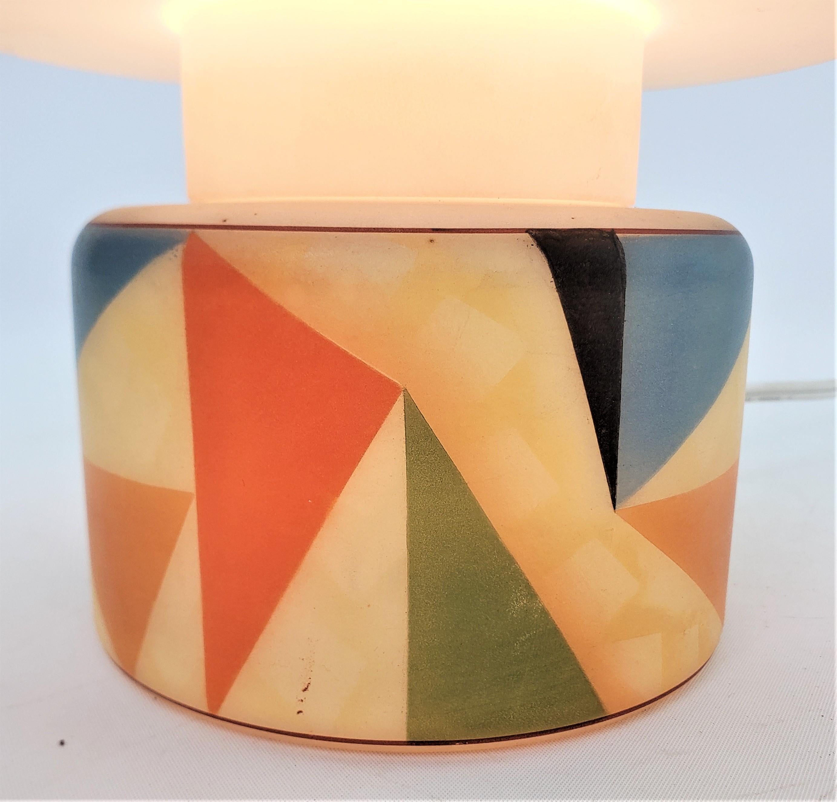 Mid-Century Modern Czech Glass Table or Accent Lamp with Geometric Decoration 11
