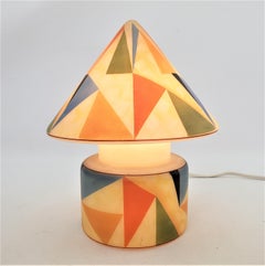 Mid-Century Modern Czech Glass Table or Accent Lamp with Geometric Decoration