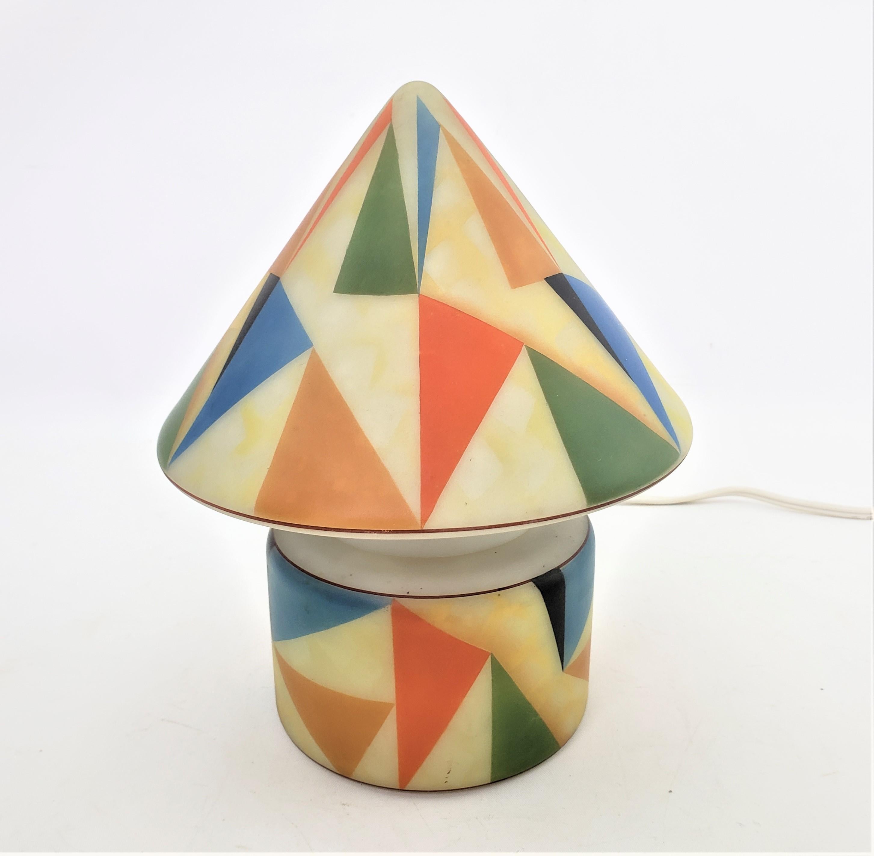 20th Century Mid-Century Modern Czech Glass Table or Accent Lamp with Geometric Decoration