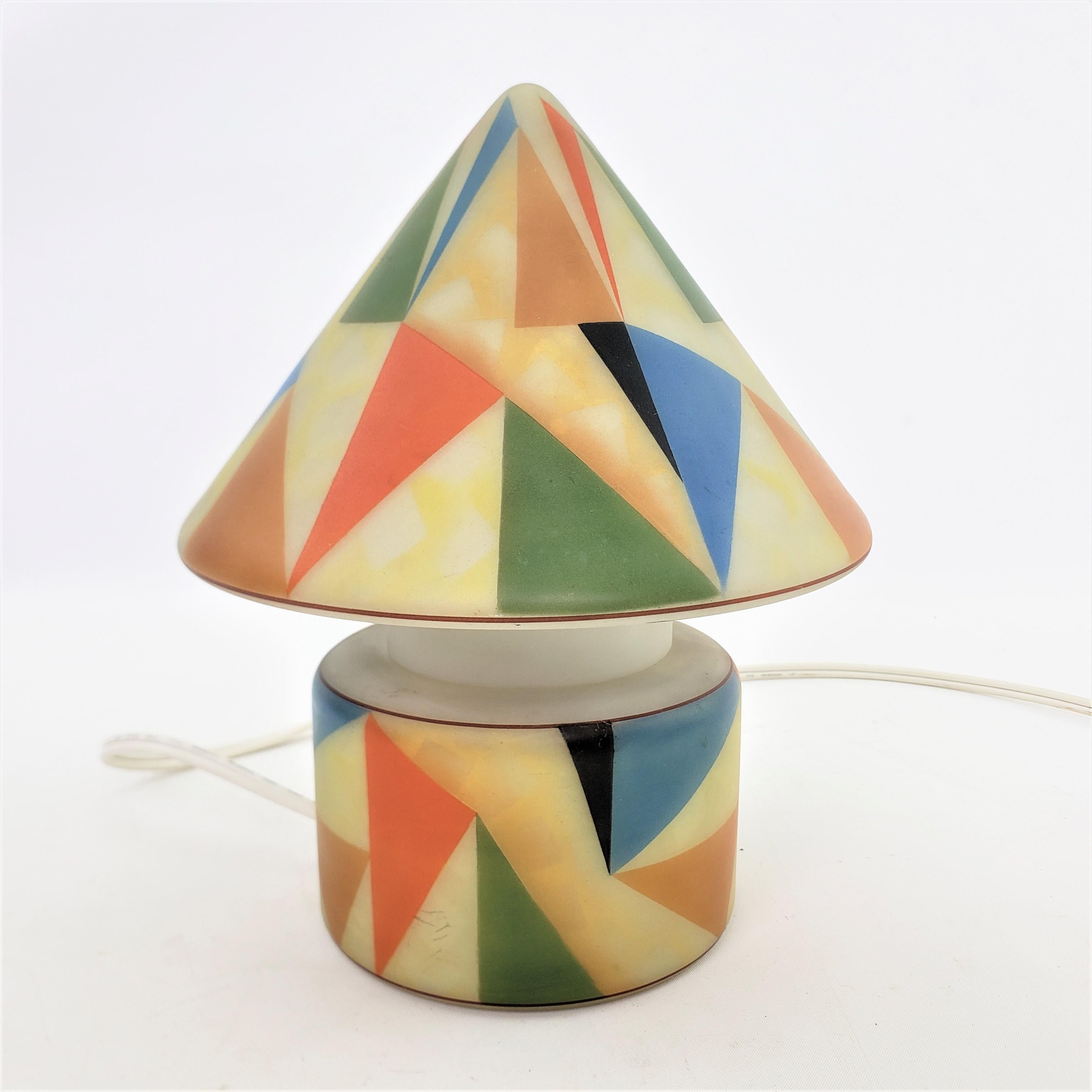 Mid-Century Modern Czech Glass Table or Accent Lamp with Geometric Decoration 2