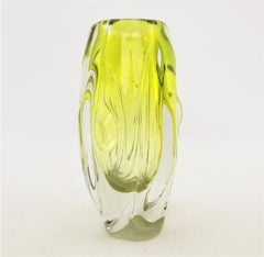 Mid-Century Modern Czech Republic Uranium Art Glass 'Propeller' Styled Vase