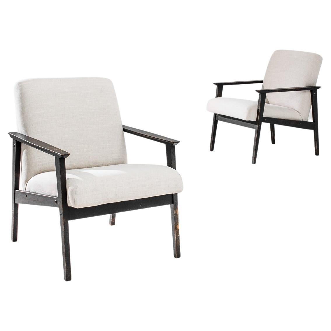 Mid-Century Modern Czech Wooden Armchairs, a Pair For Sale