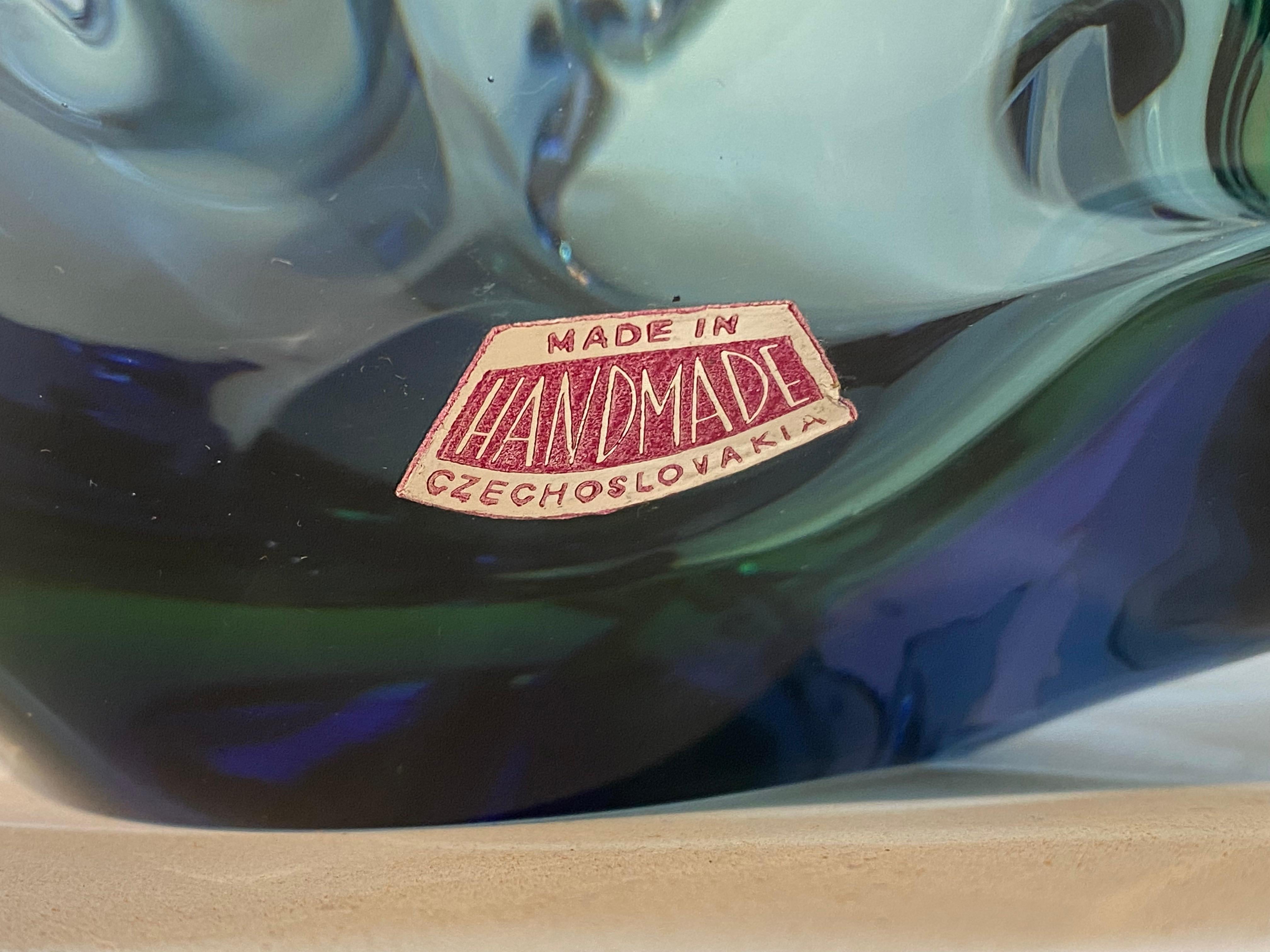 Mid Century Modern Czechoslovak Freeform Art Glass Bowl 2