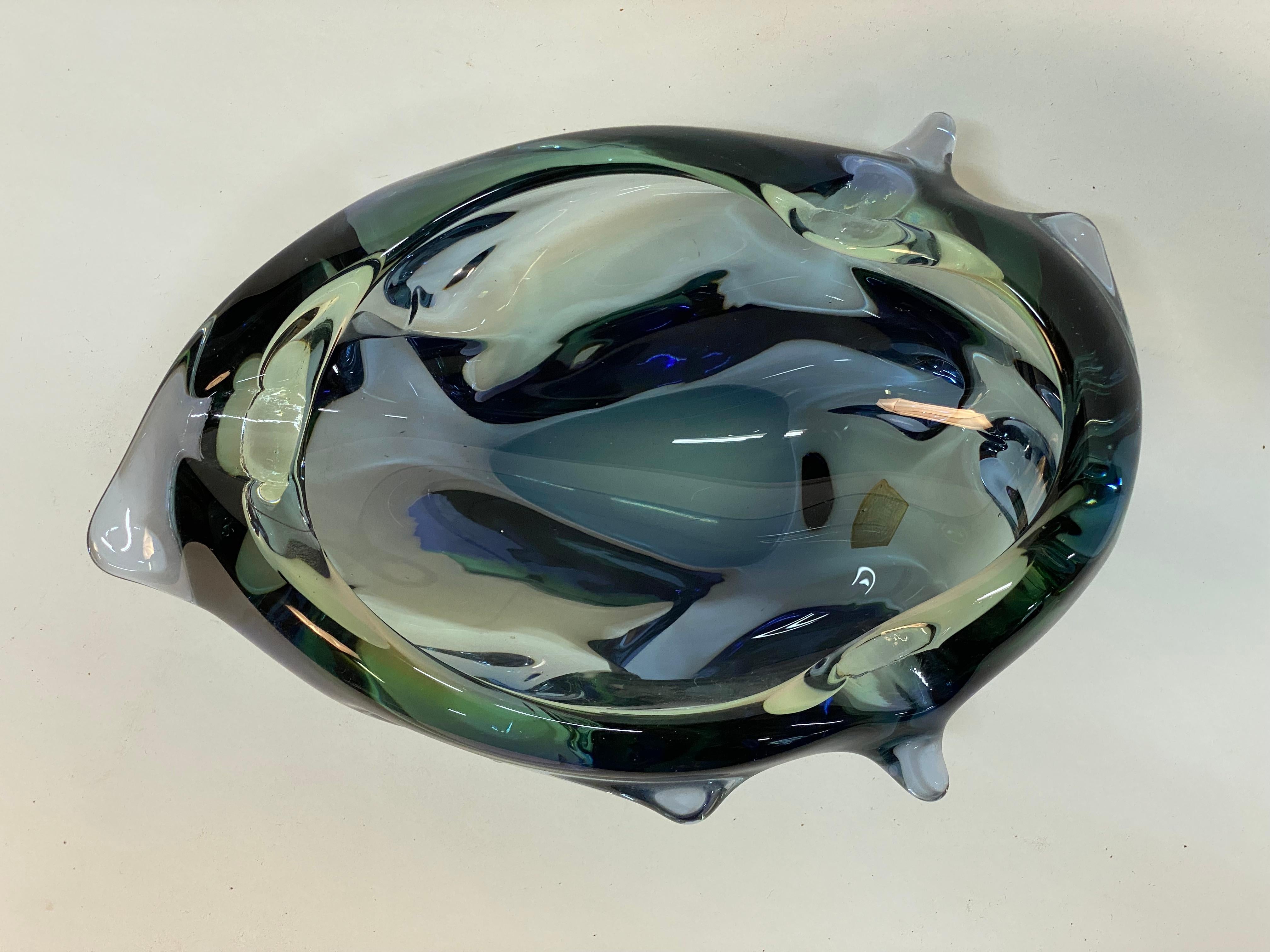 Mid-20th Century Mid Century Modern Czechoslovak Freeform Art Glass Bowl For Sale