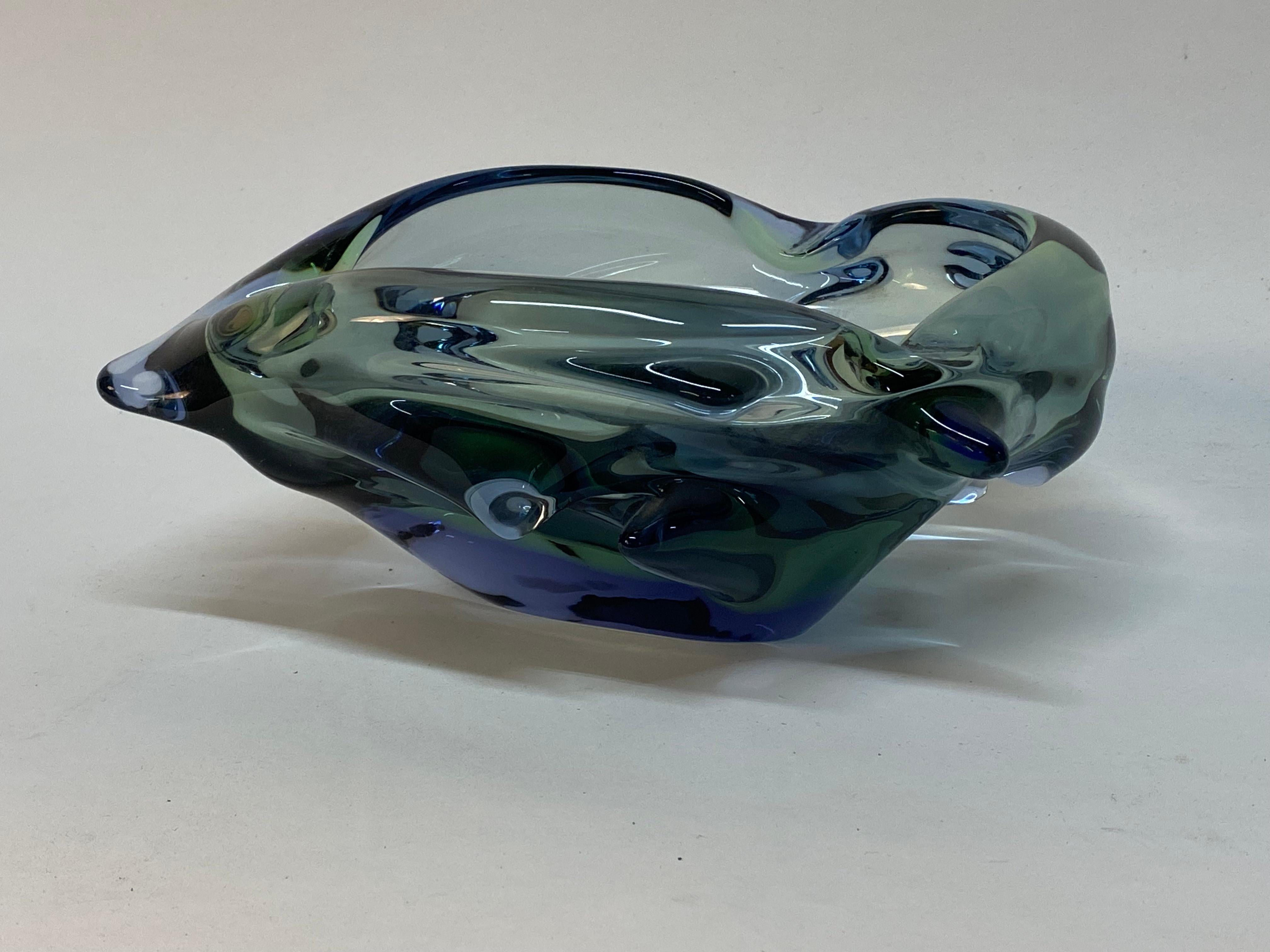 Mid Century Modern Czechoslovak Freeform Art Glass Bowl For Sale 1