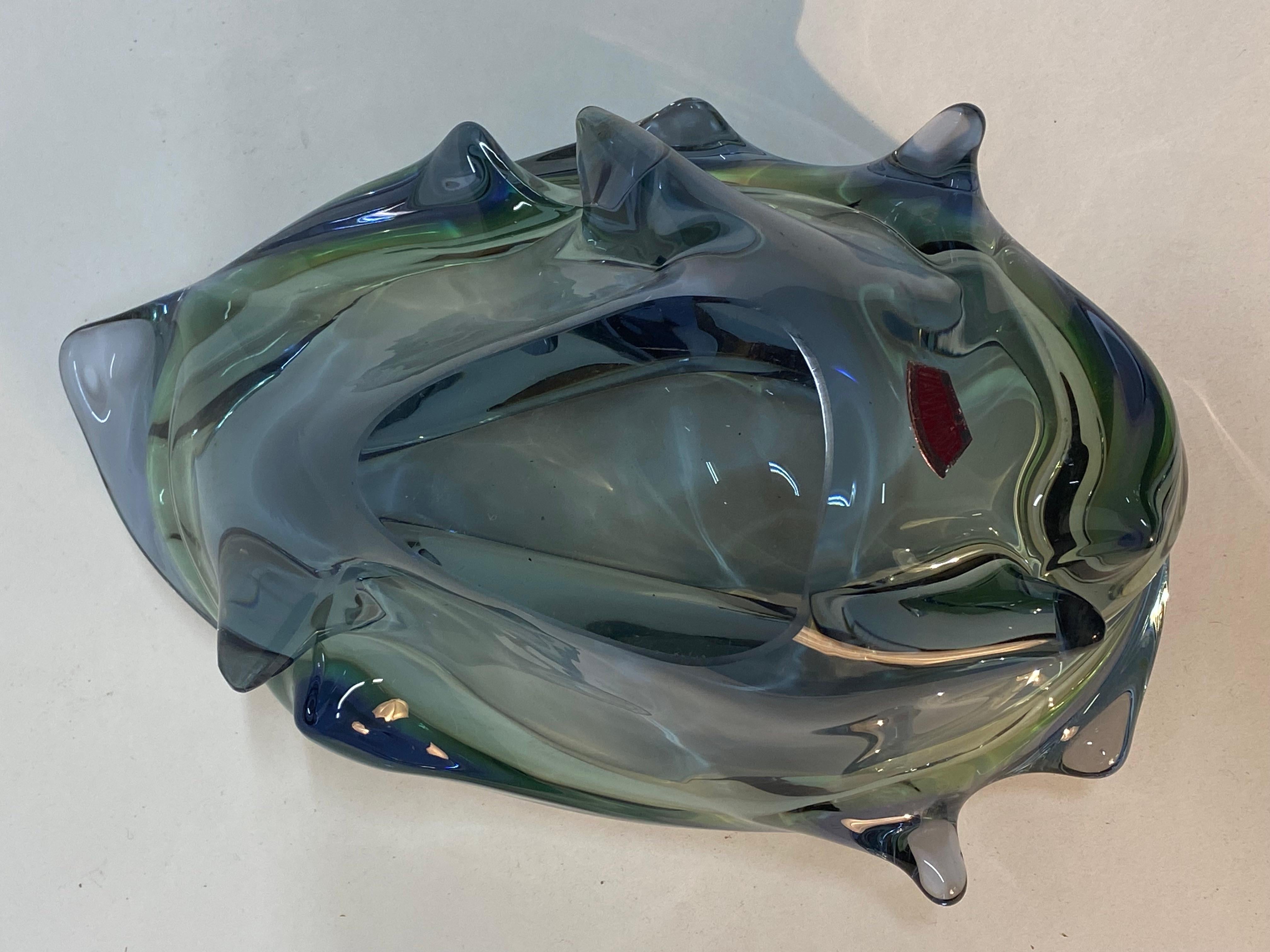 Mid Century Modern Czechoslovak Freeform Art Glass Bowl For Sale 3